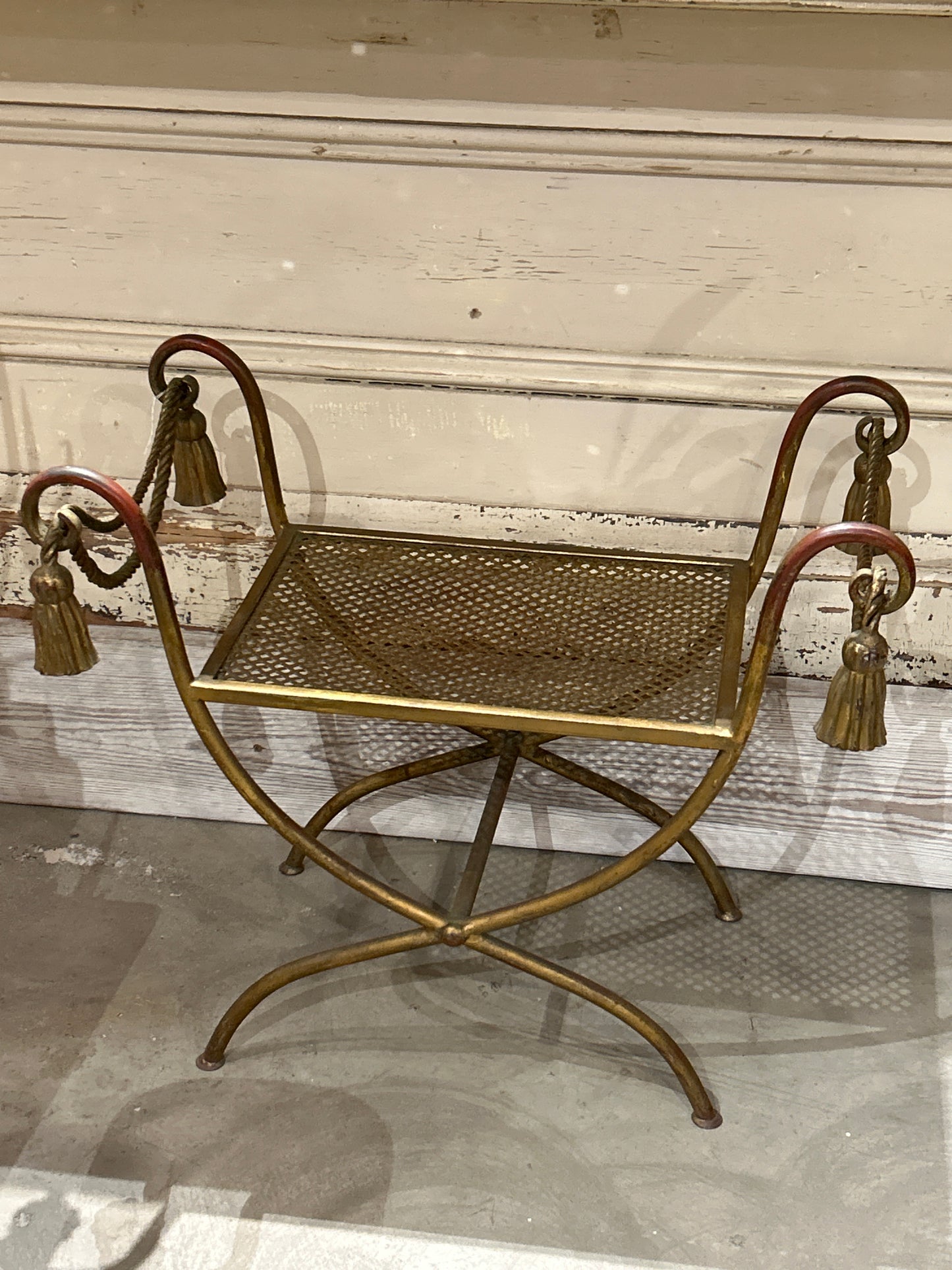 Vintage Hollywood regency gilded bench