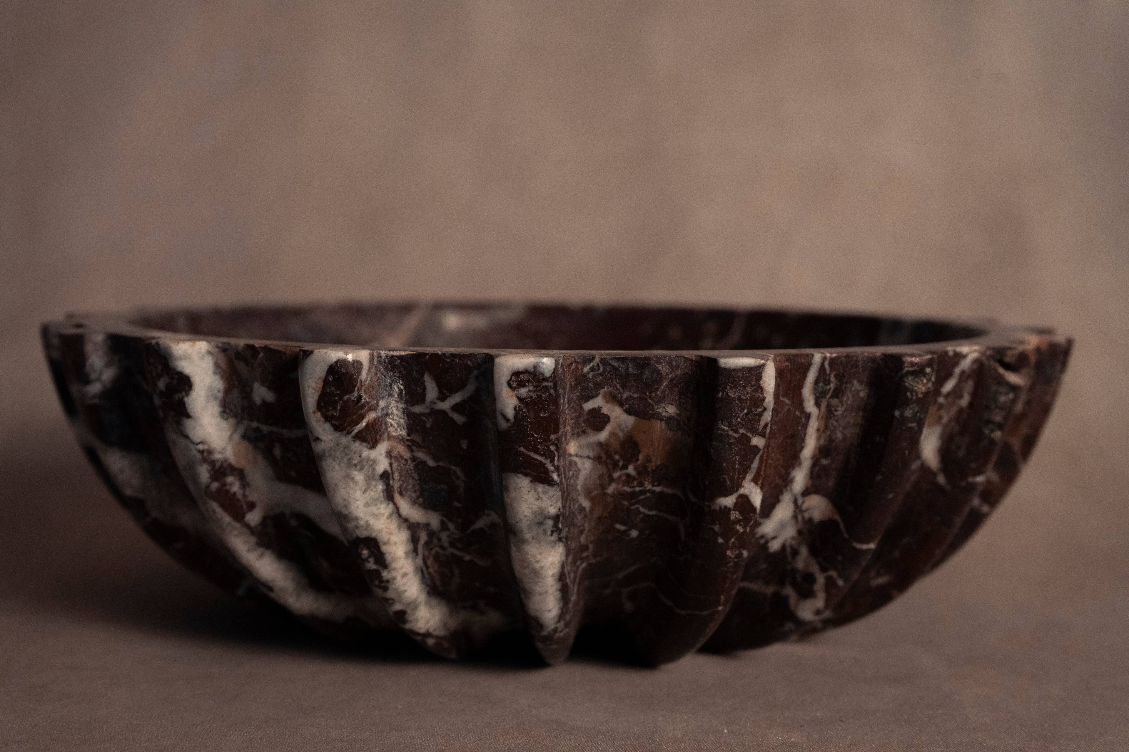 Signature Pleated Bowl - Red Zebra - Marble
