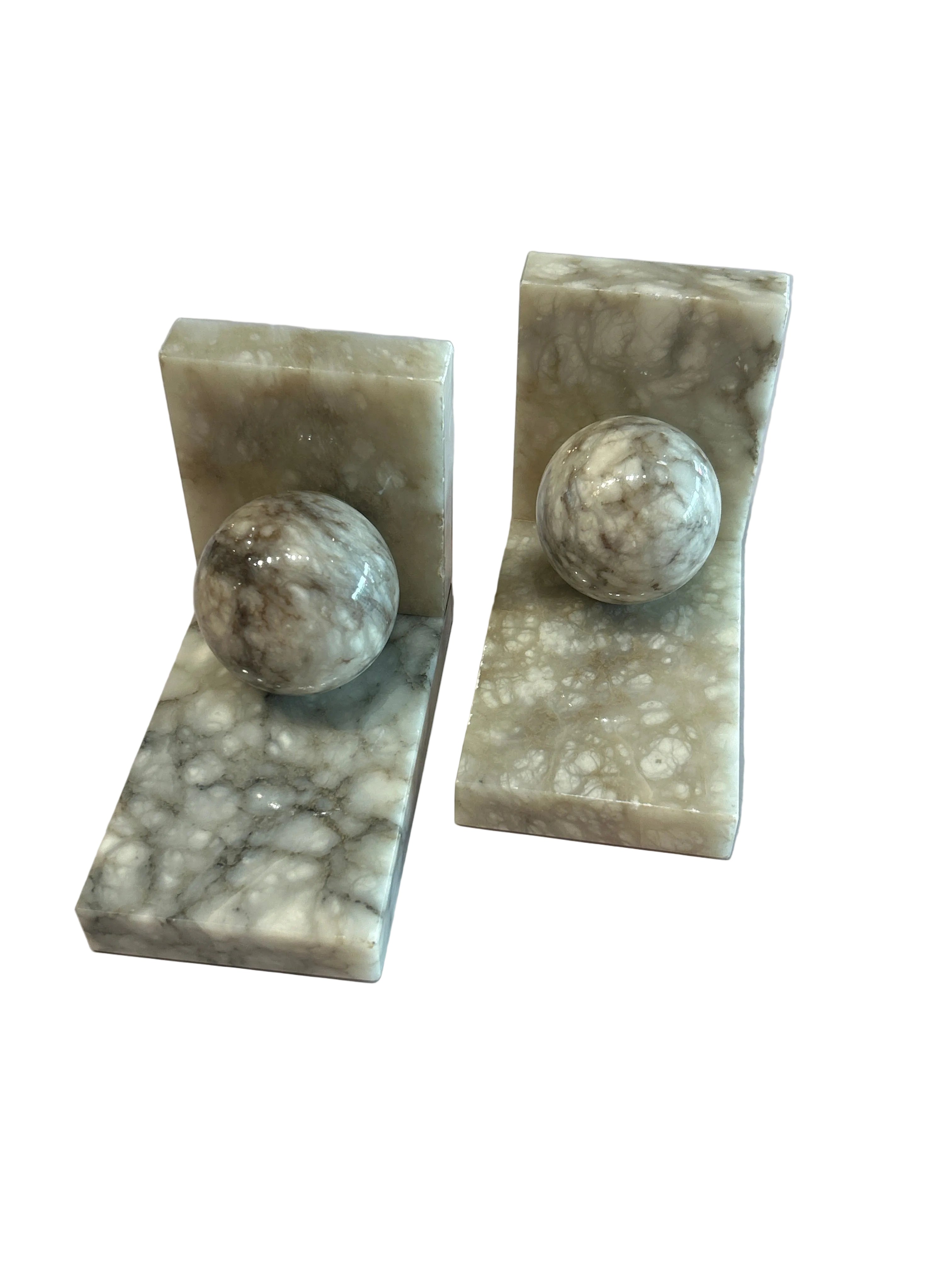 Vintage set of marble orb bookends