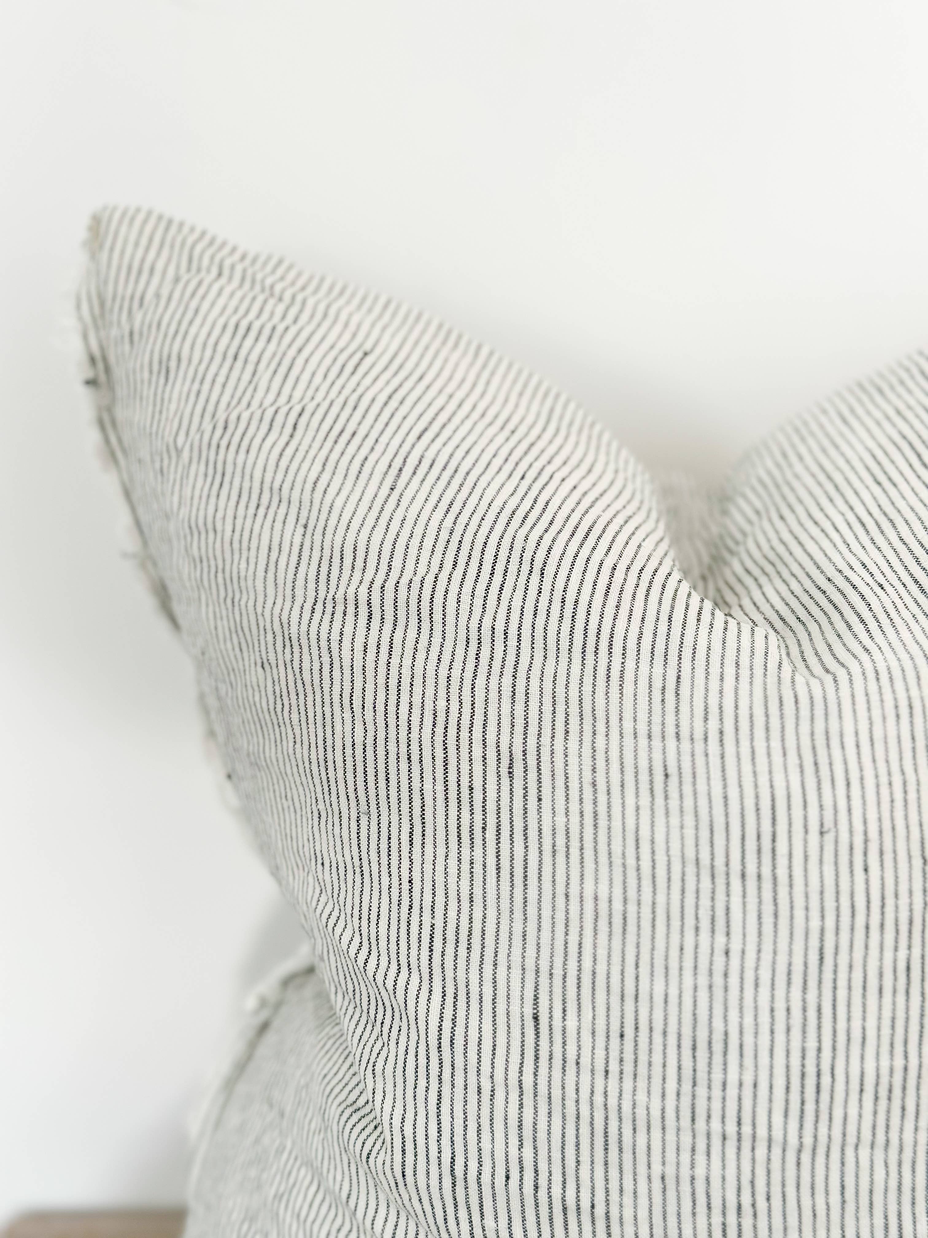 Esmee Linen Pillow 18 x 18 in – Frayed Edge Ticking Stripe