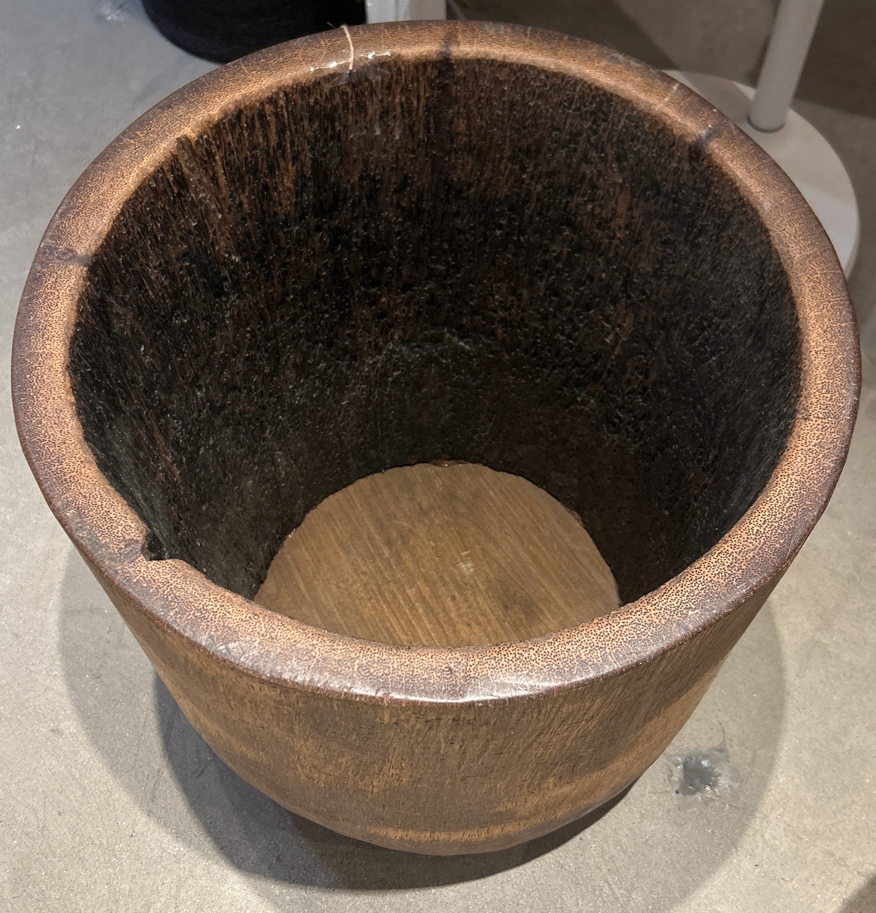 Palm Wood Hand-Carved Planter