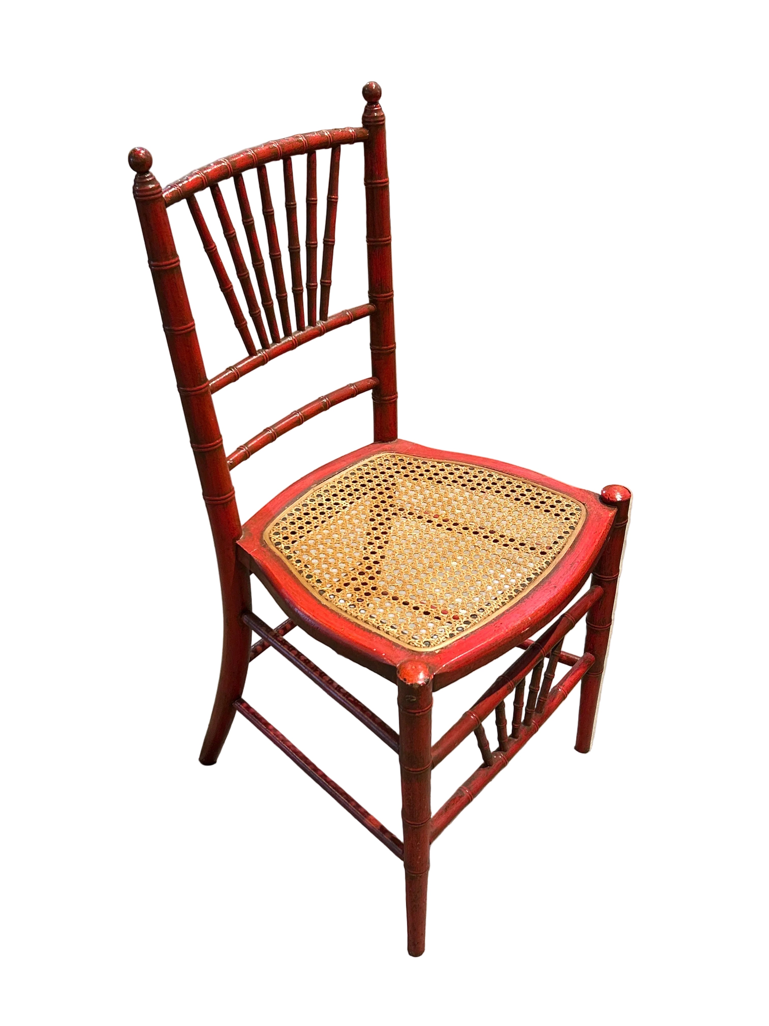 Vintage red spindle back chair
