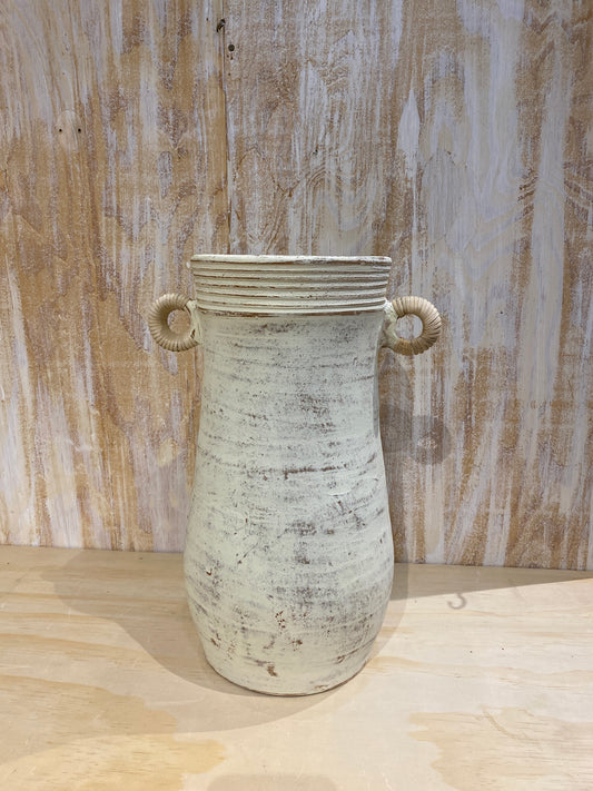 White Wash Terracotta Vase