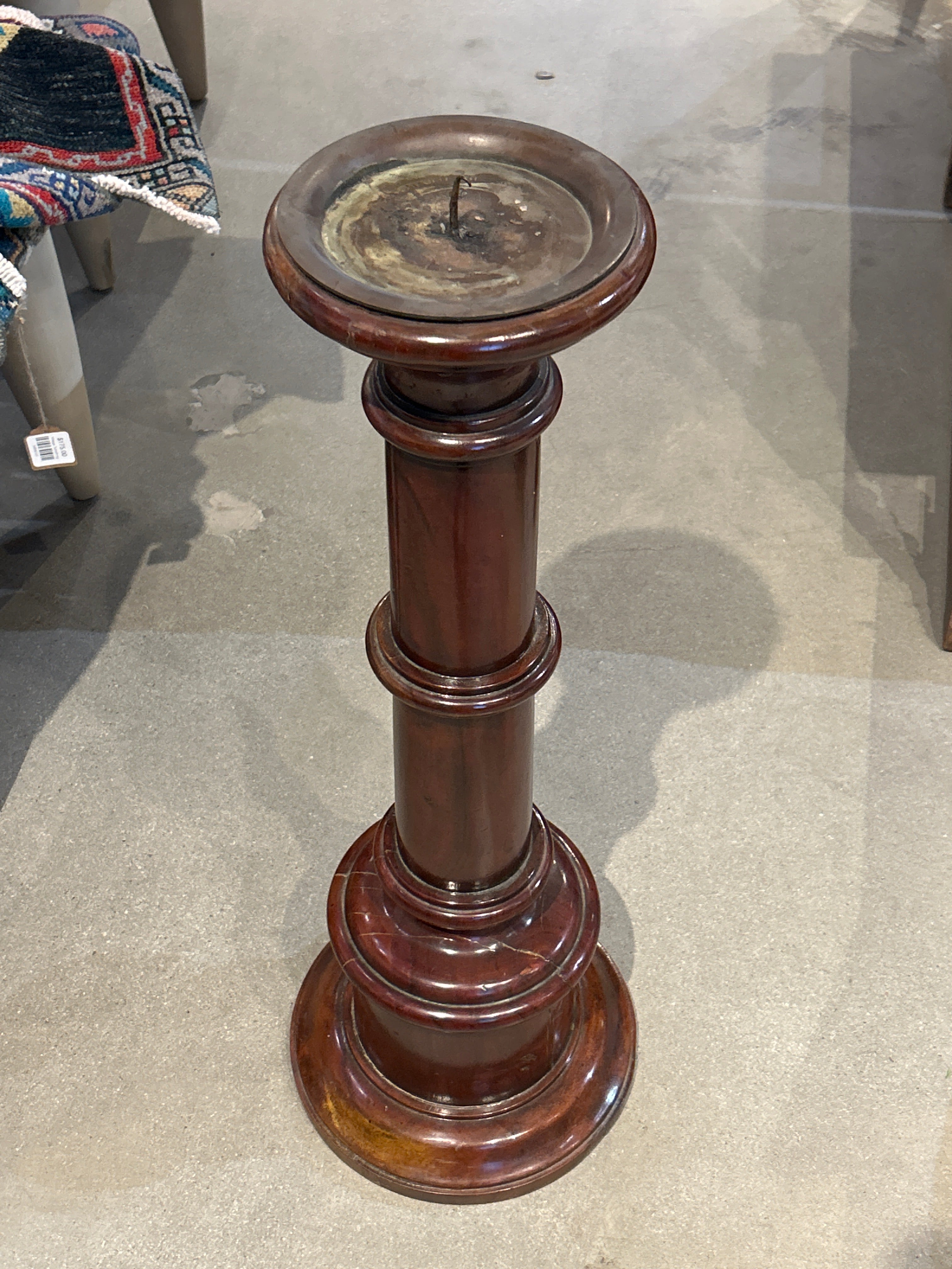 Vintage wood column candle holder
