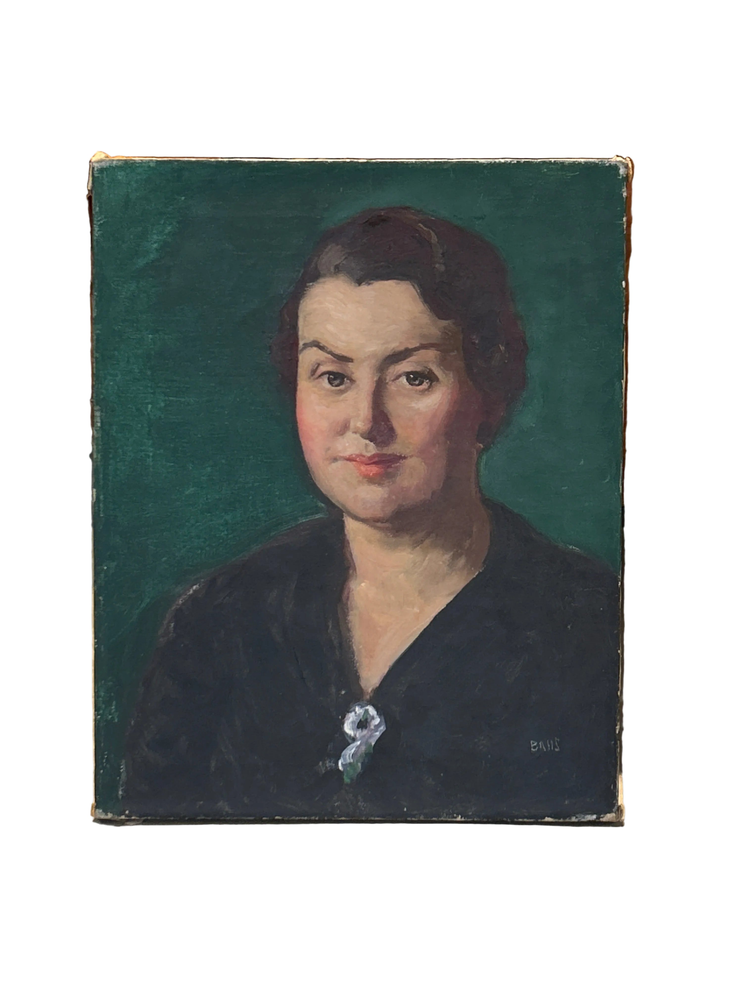 Vintage portrait of woman oil painting on canvas