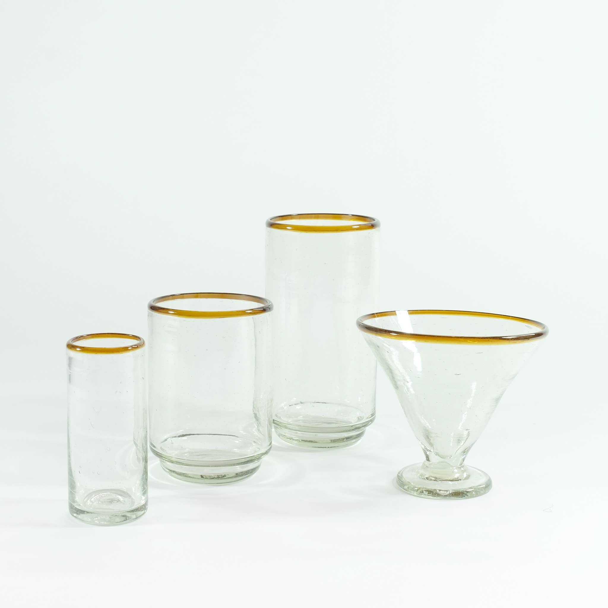 Med Amber Rim Stacking Glass