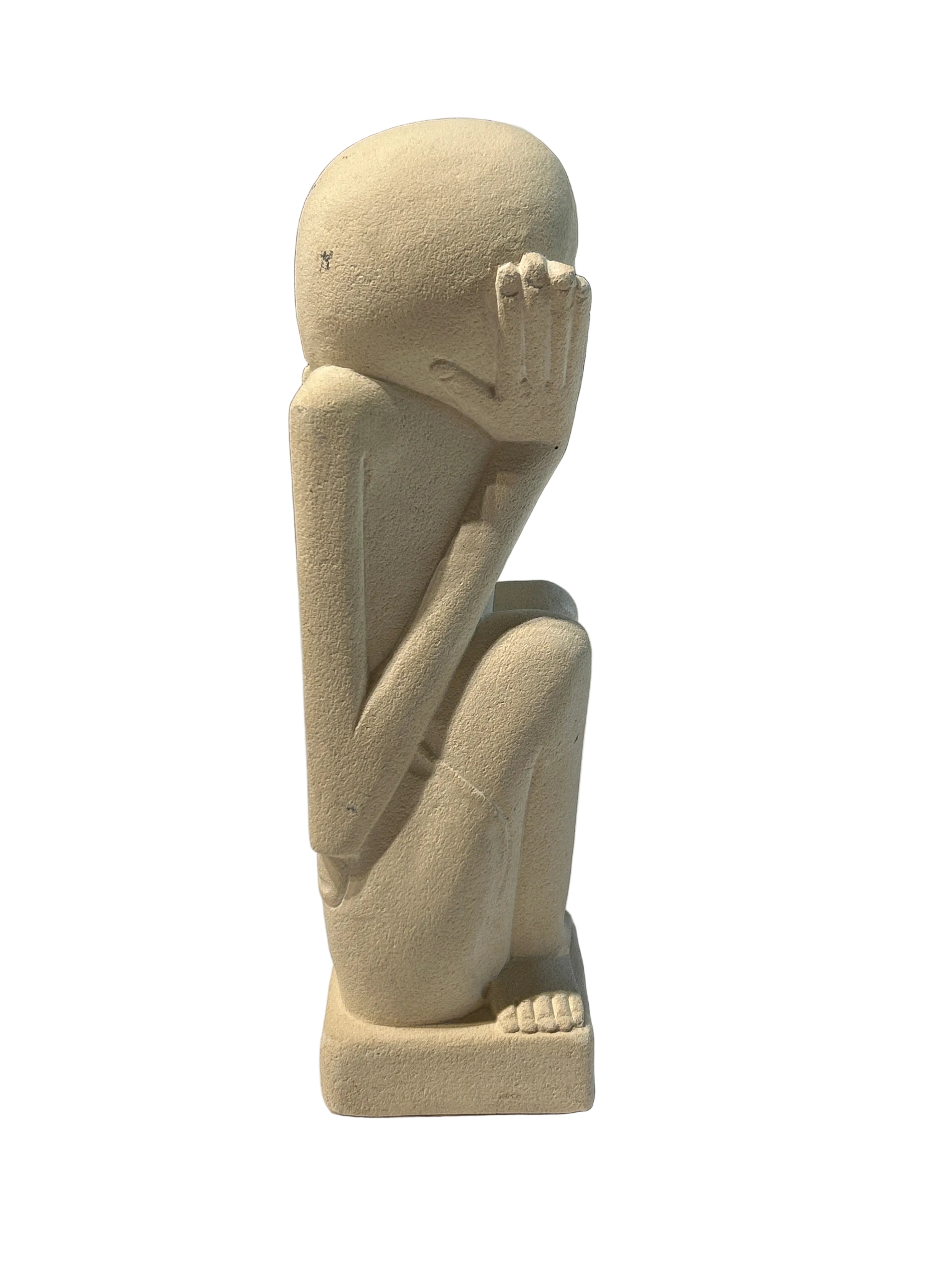 Vintage sleeping sandstone figure sculpture