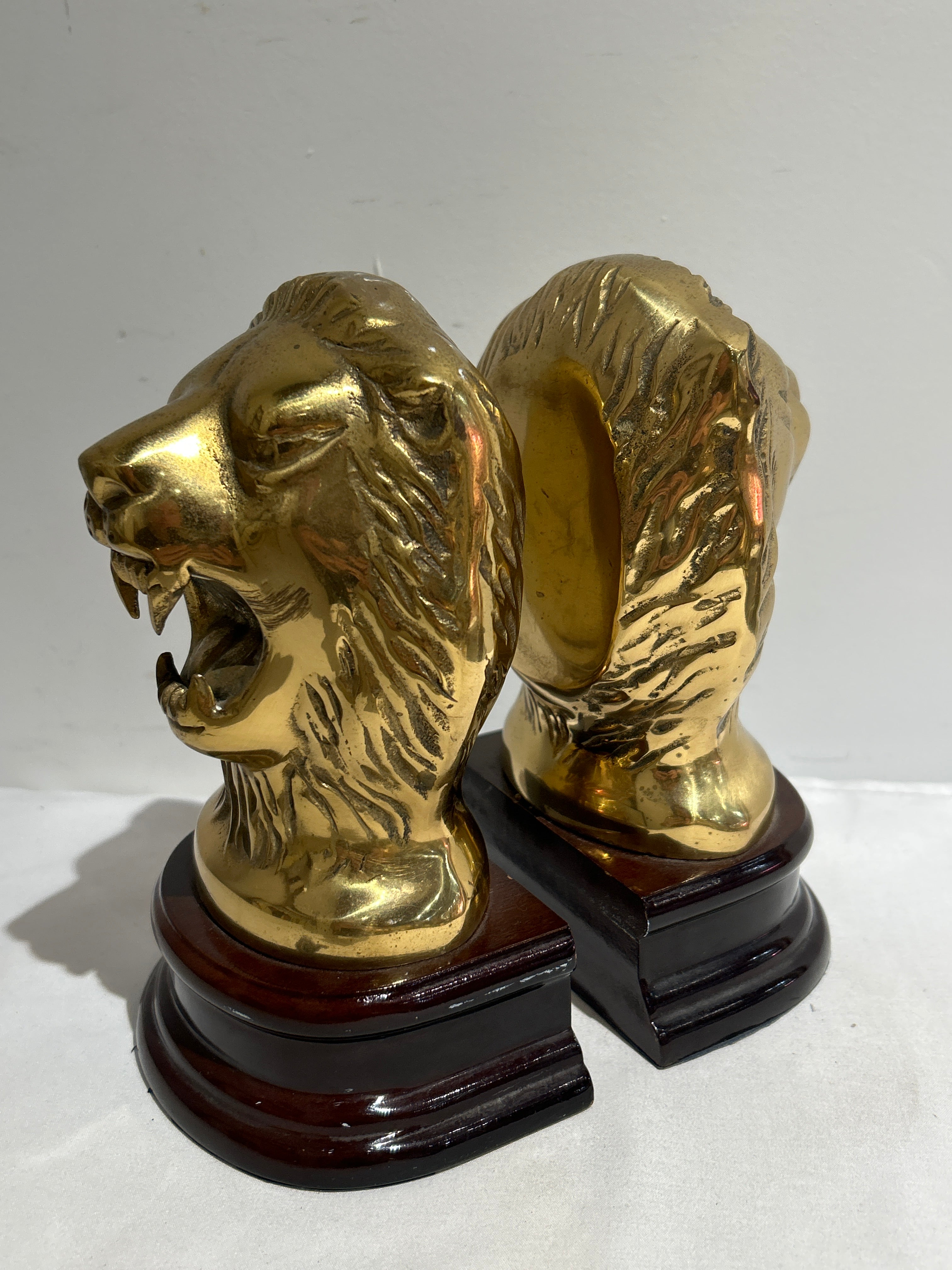 Pair of lion head bookends