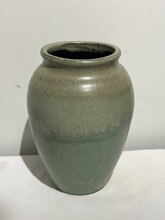 Vintage blue glazed pottery vase