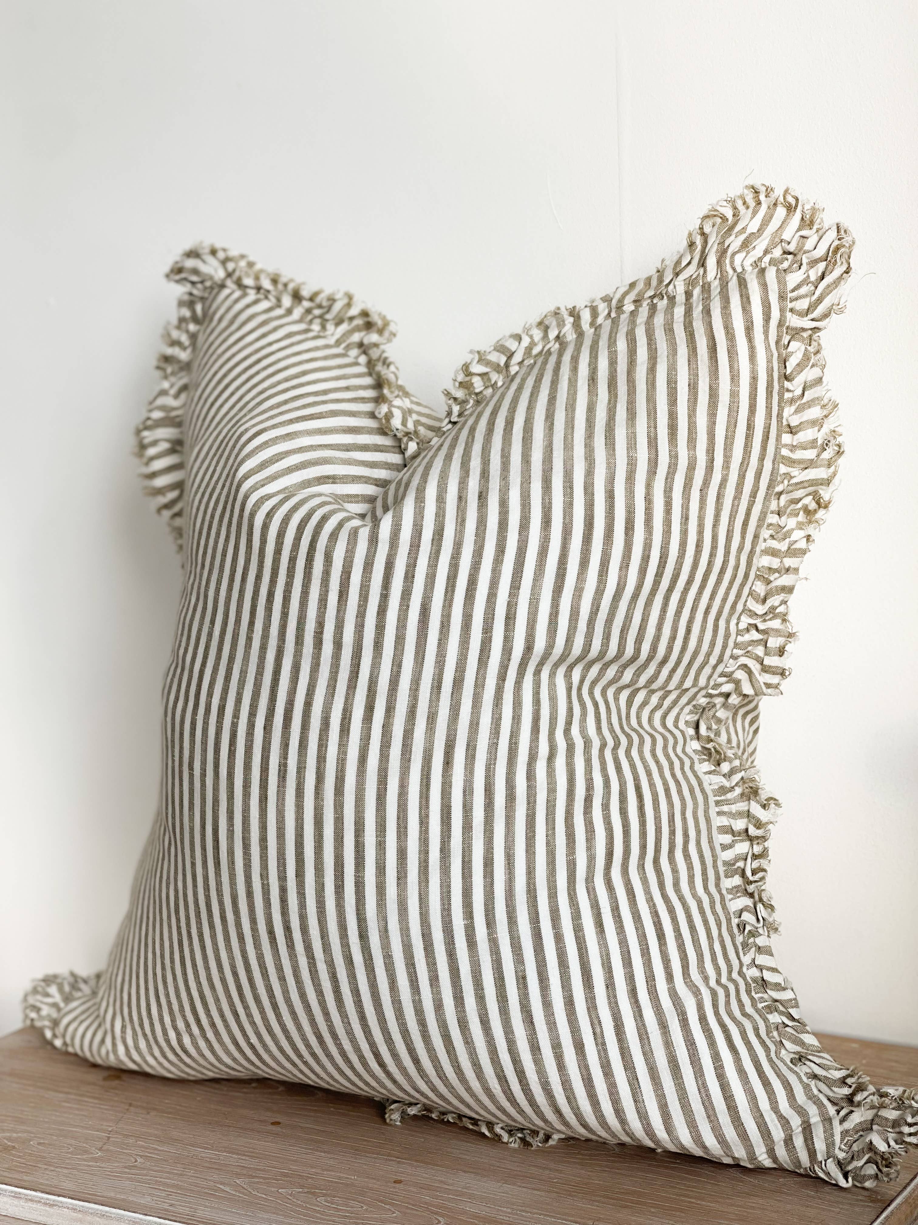 Hallie Ruffled Linen Pillow 20 x 20