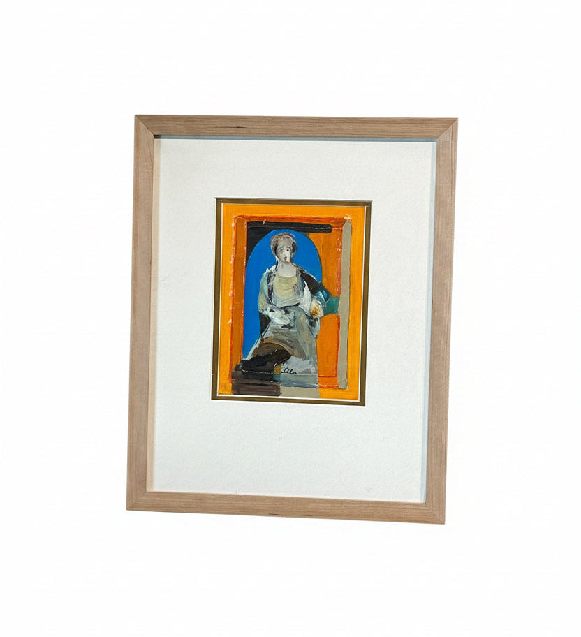 Lila Hartman orange sitting female portrait with gold rim
