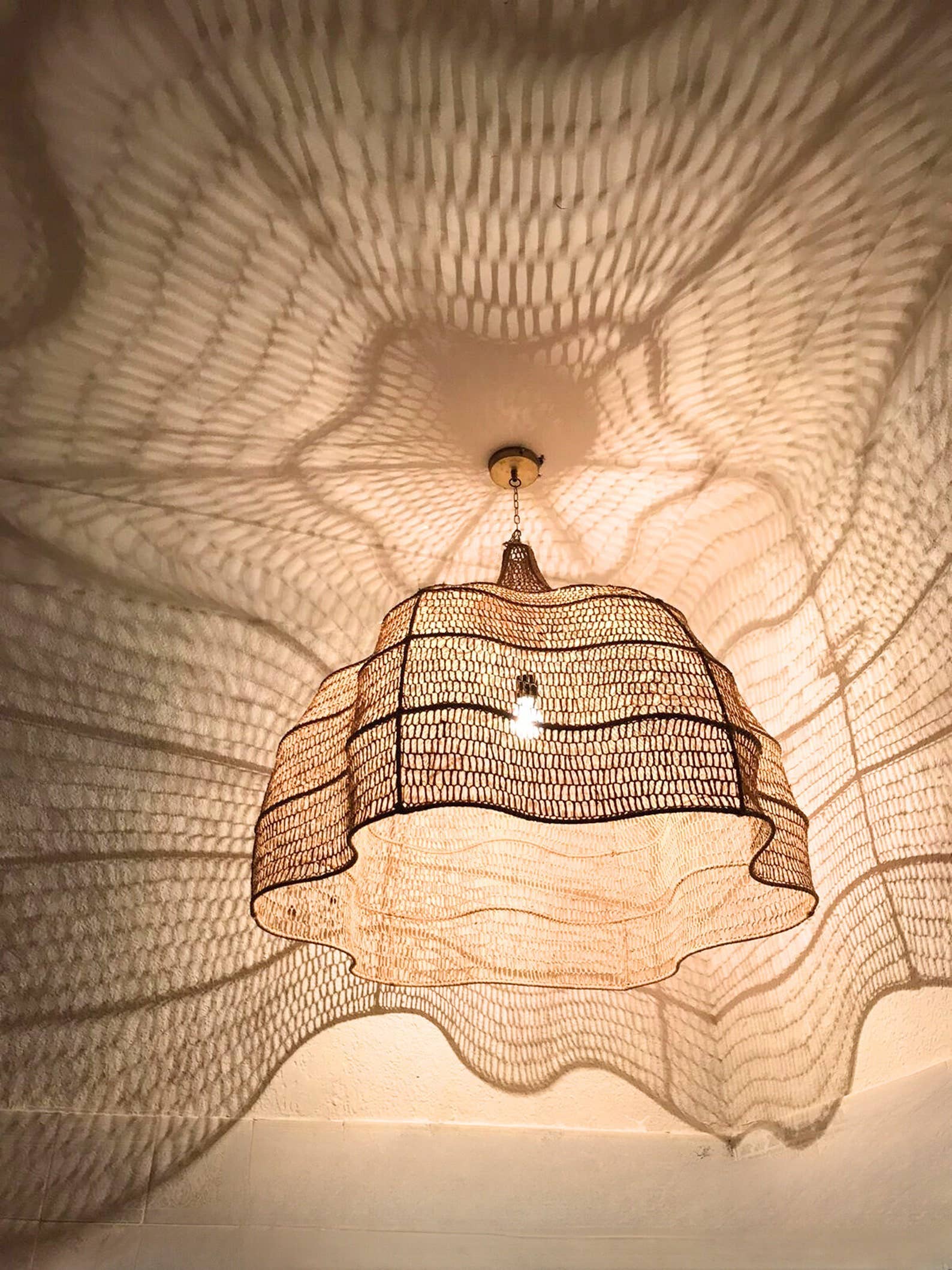 New Style Wave Chandelier, Natural Wicker Chandelier, : 100 cm/38"