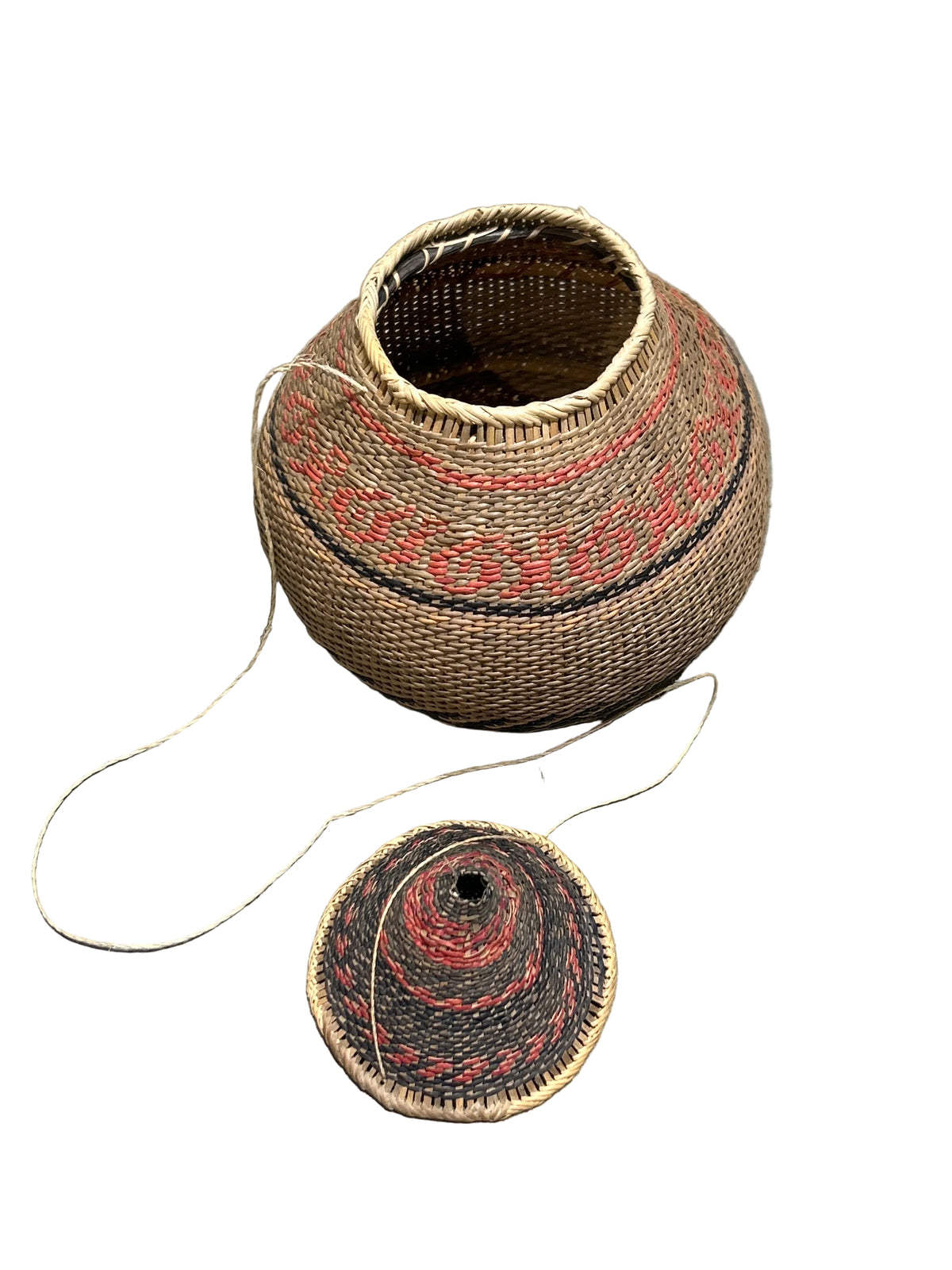 Vintage Yekuana Indian basket with lid