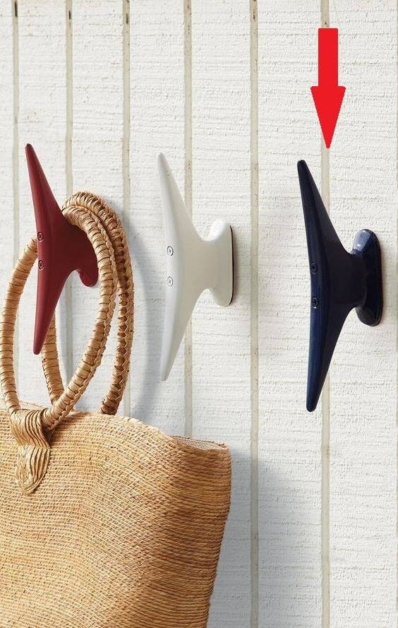 Nautical Cleat Hook, Blue Finish