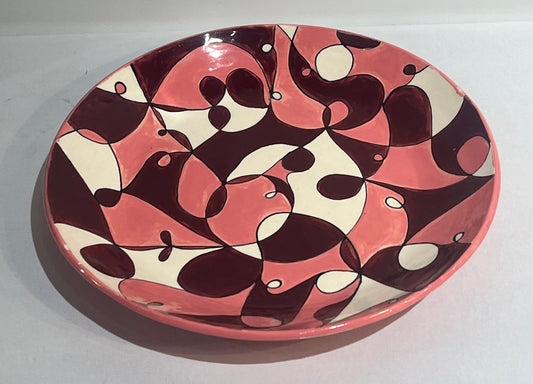 Hand painted MCM plate pink