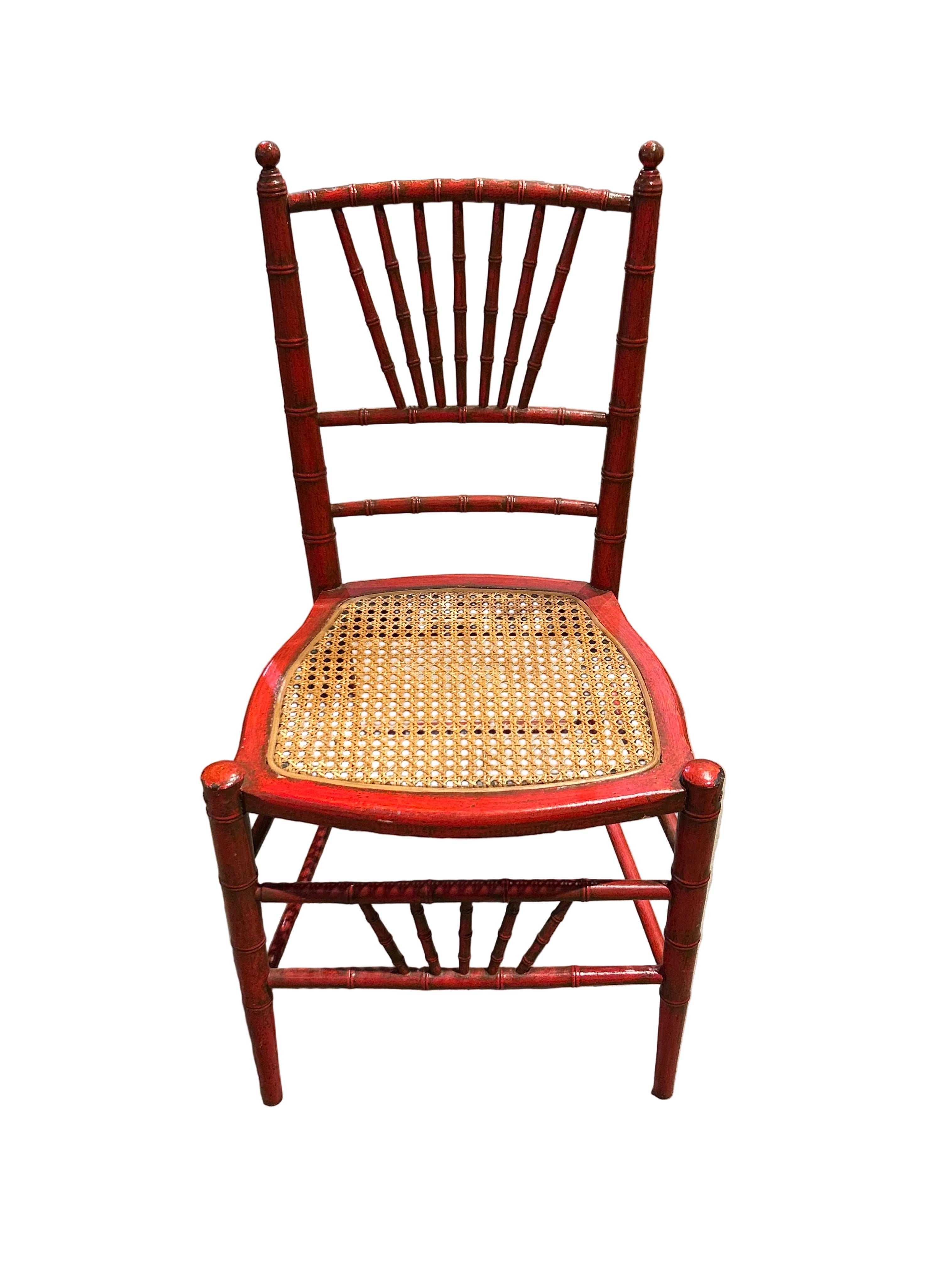 Vintage red spindle back chair