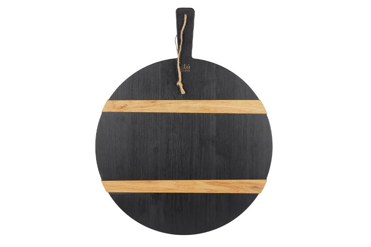 Mod Charcuterie Cheese Board, Medium Round, Black