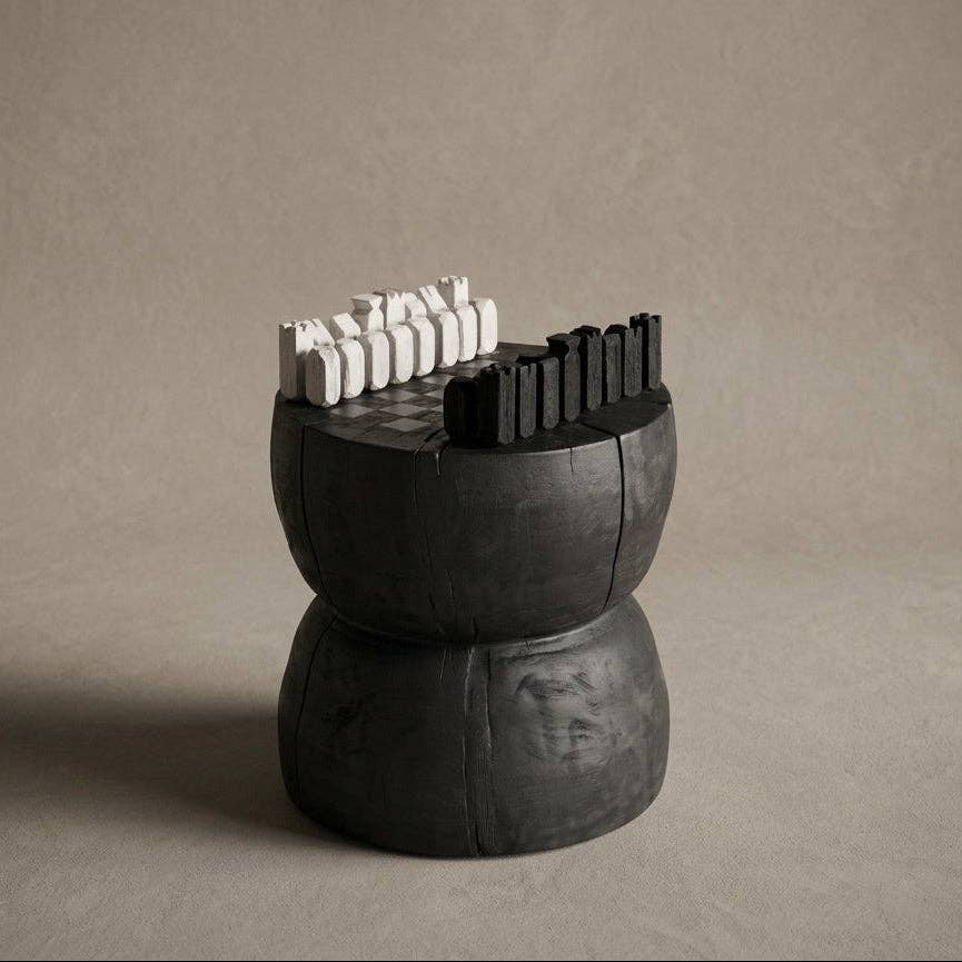 Designer Wood Chess Table | Chess Side Table