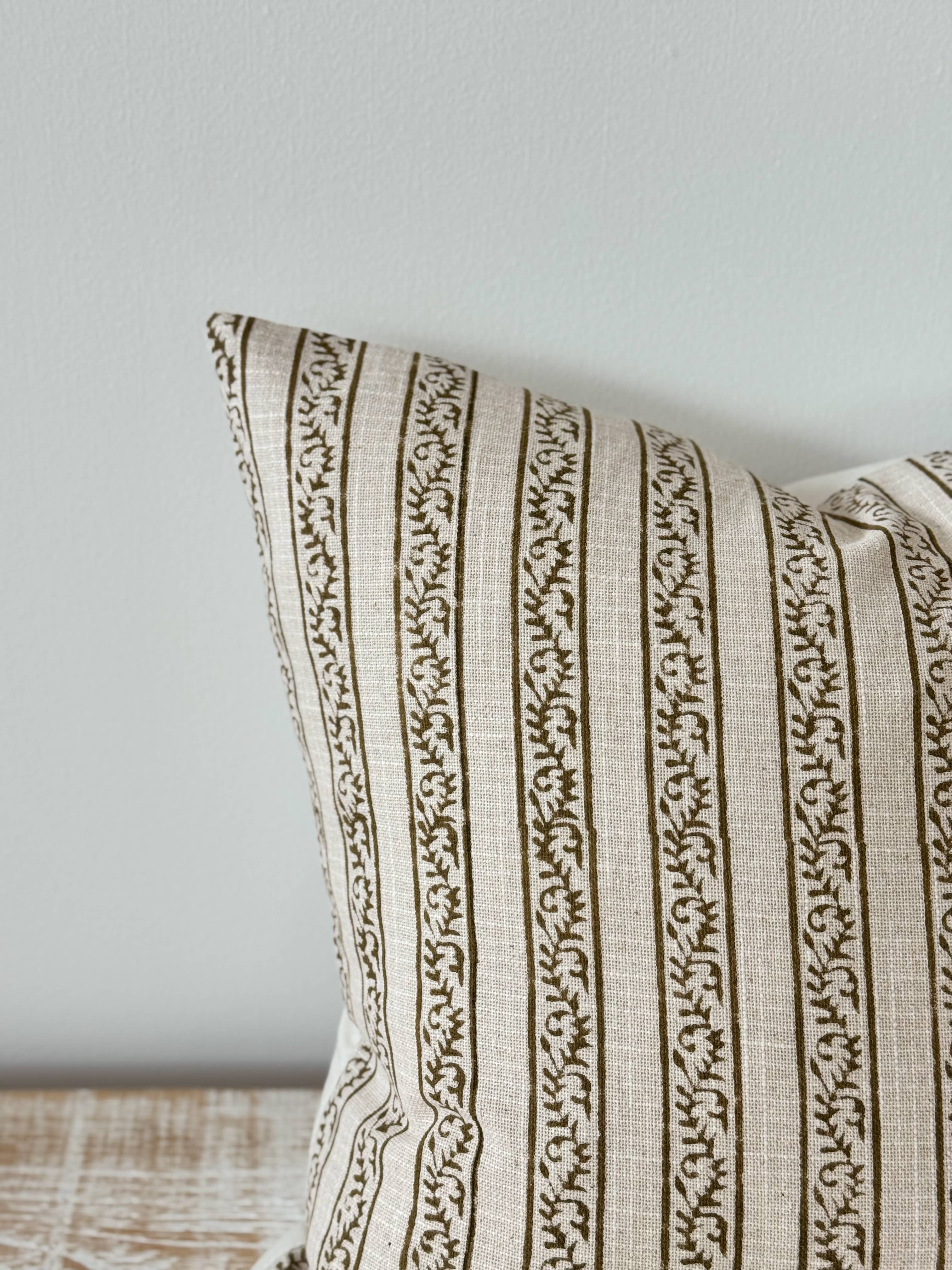 Ivy Olive Stripe Print Pillow 18 x 18