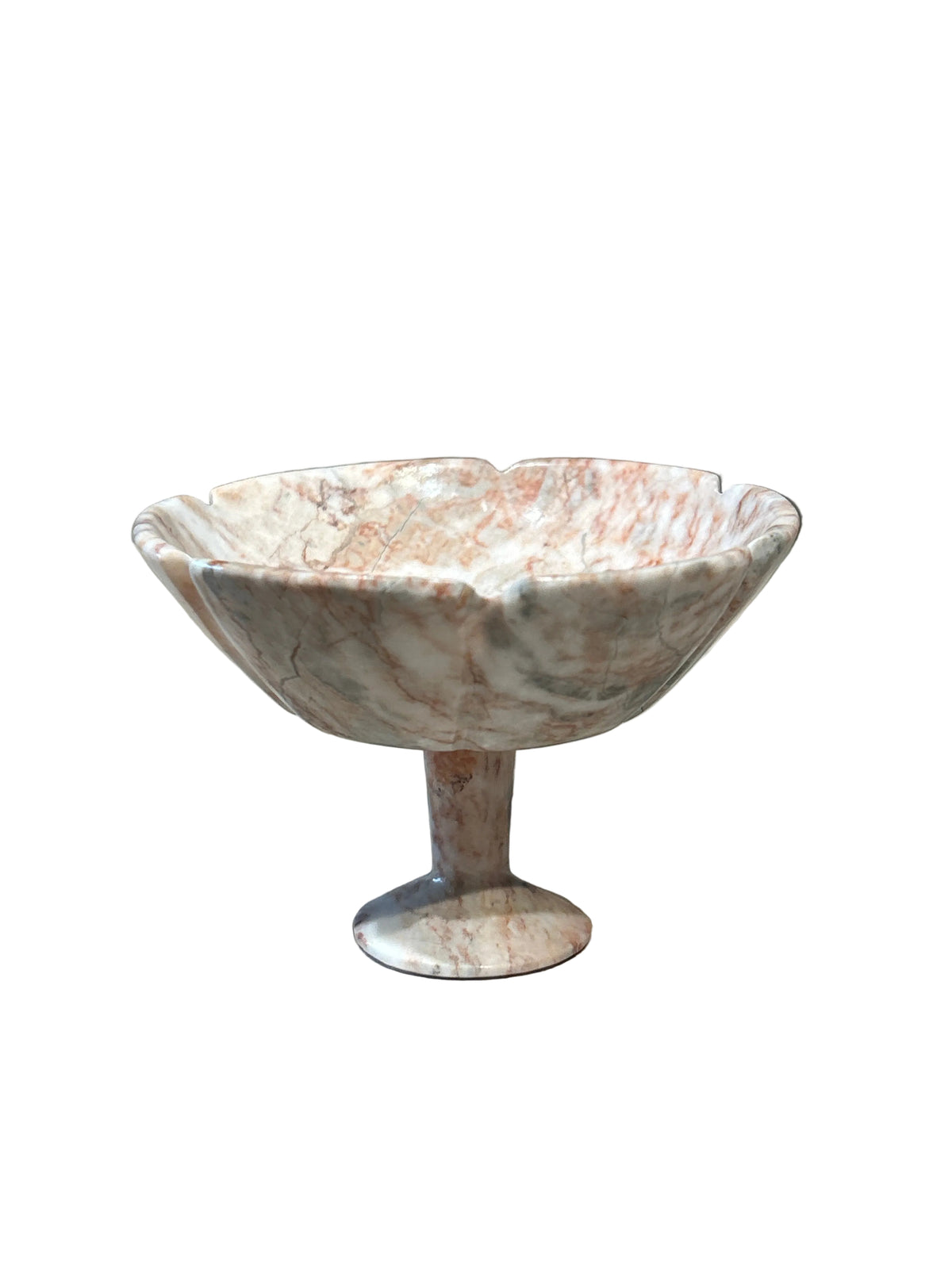 Vintage pink alabaster pedestal bowl