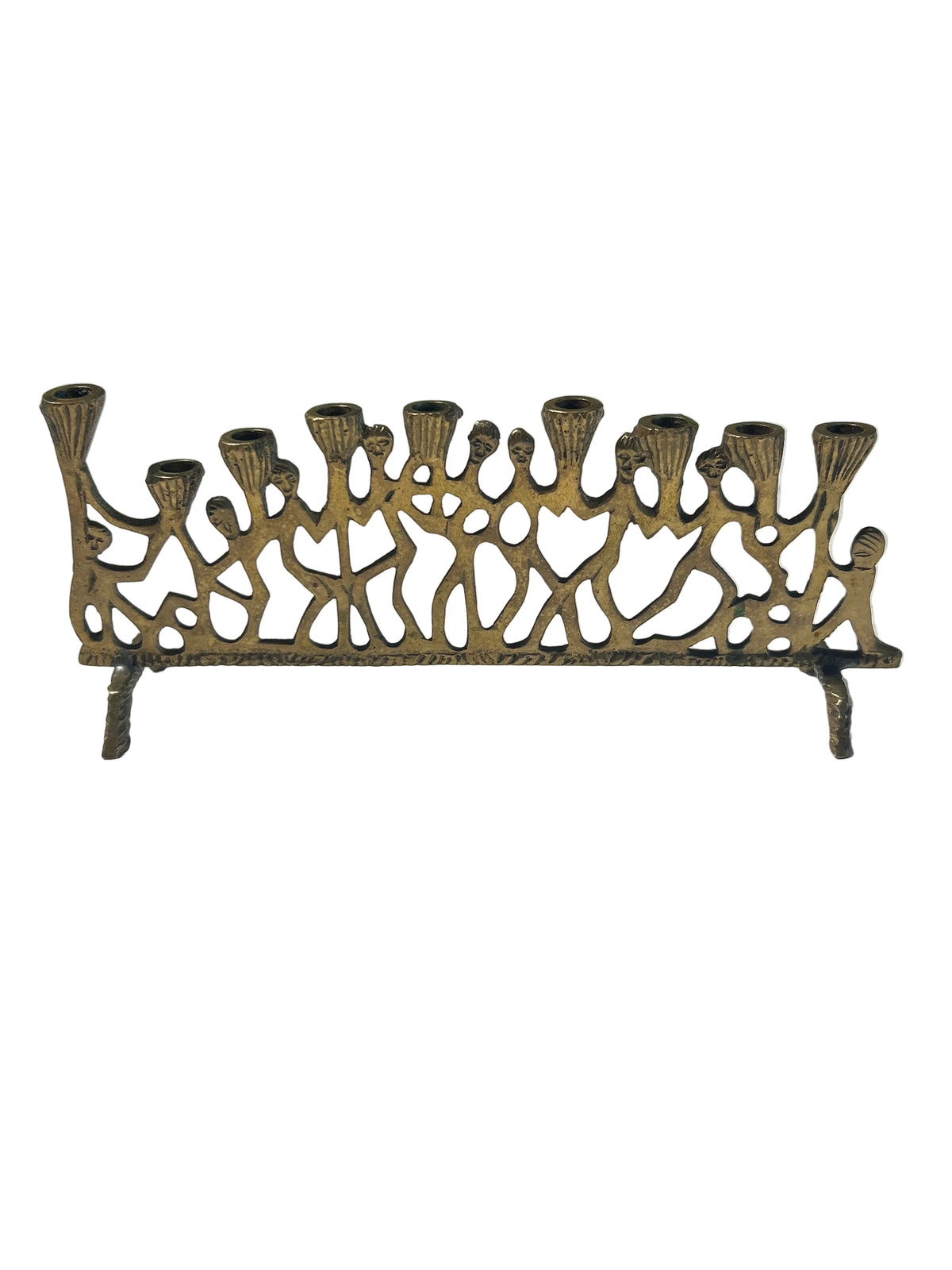 Vintage figural brass menorah