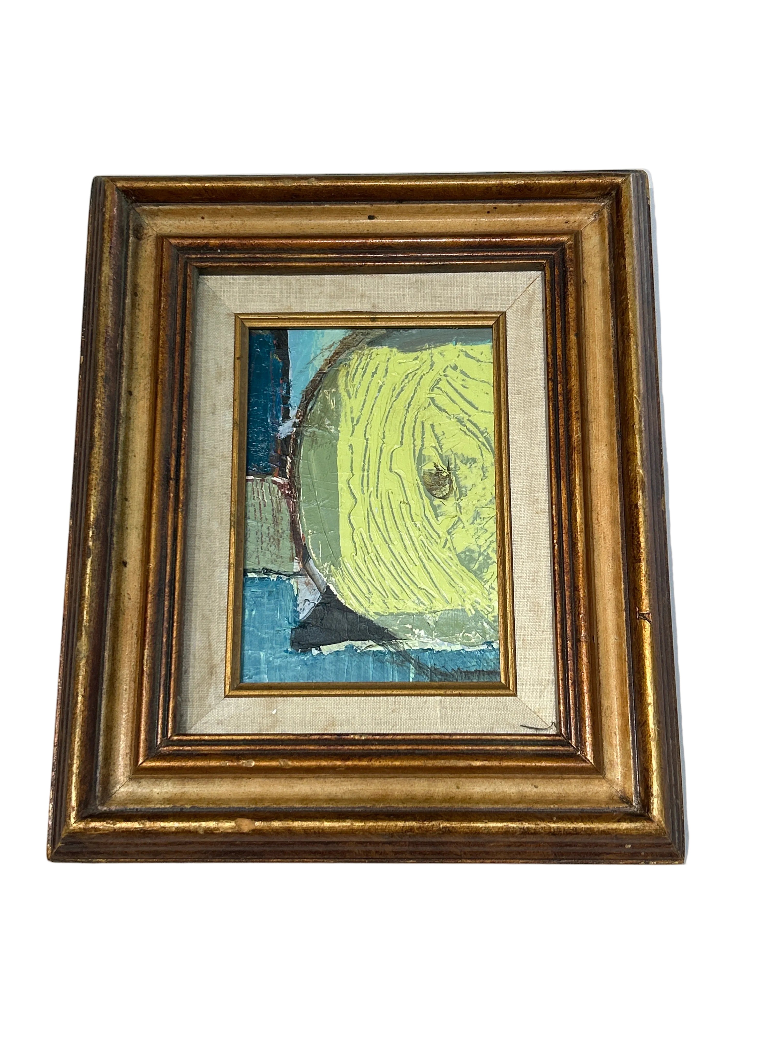 Vintage abstract painting in gilded wood frame