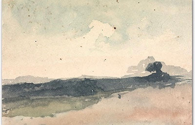 Tree on Hilltop Watercolor (16x20) Framed