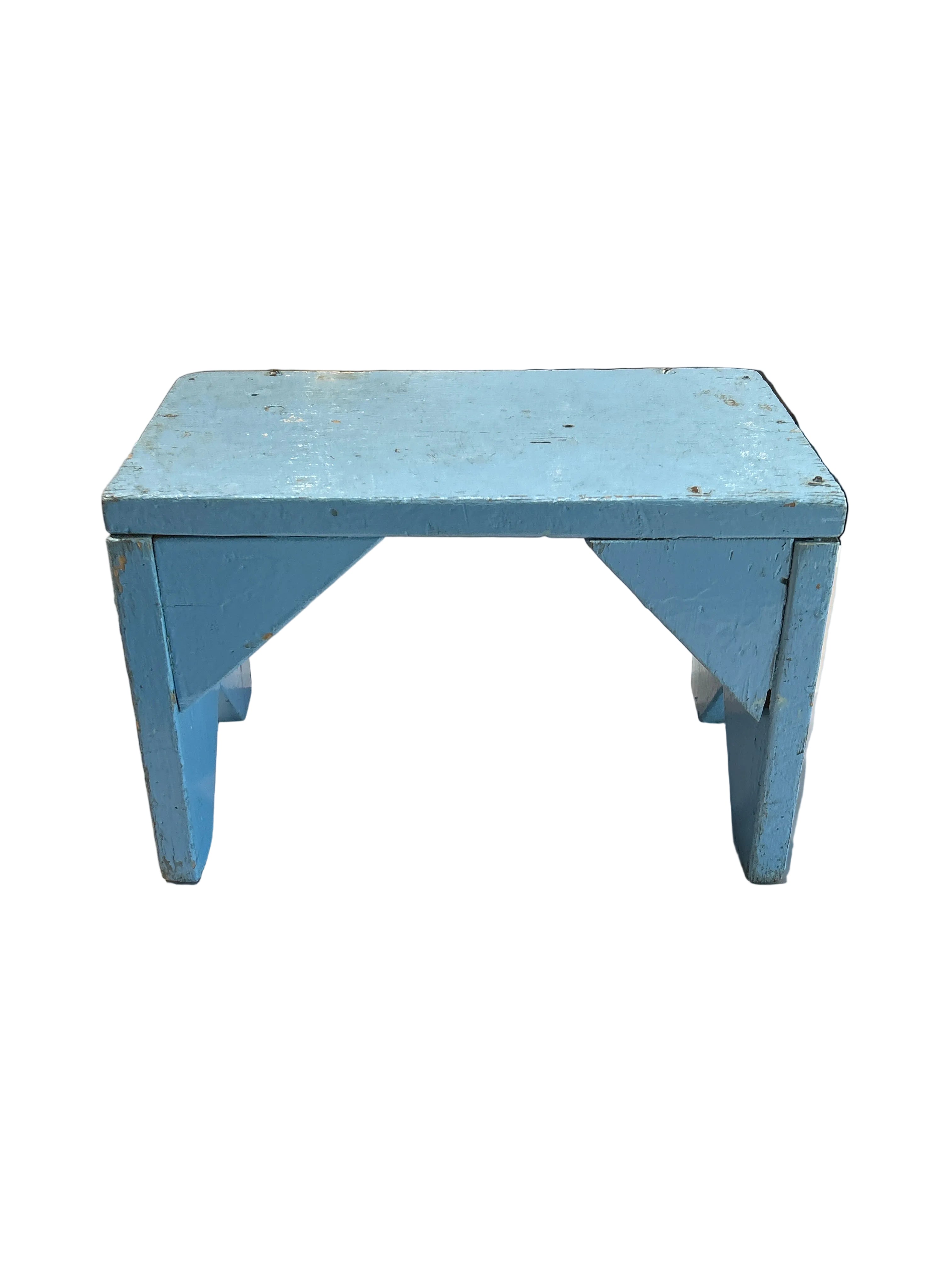 Vintage blue painted stool