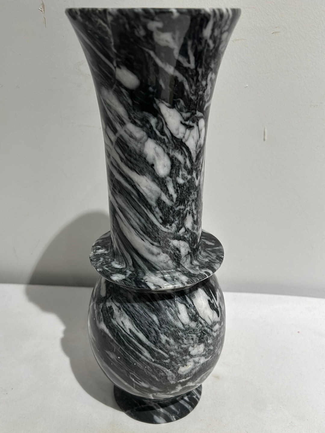 Vintage black and white marble vase