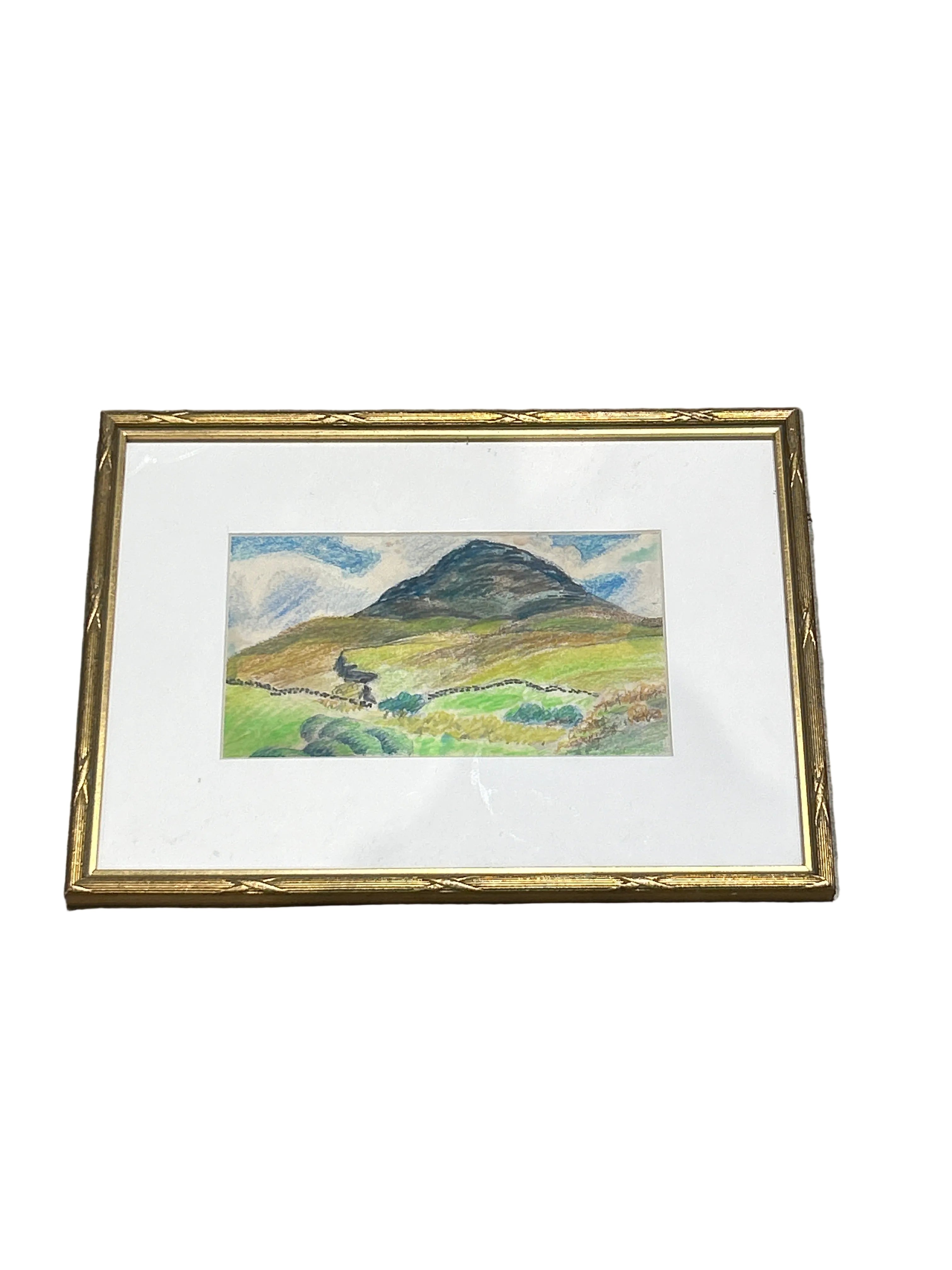 Vintage landscape in gold frame