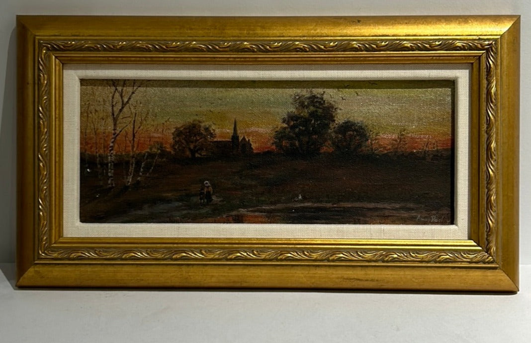 Landscape painting in gold frame