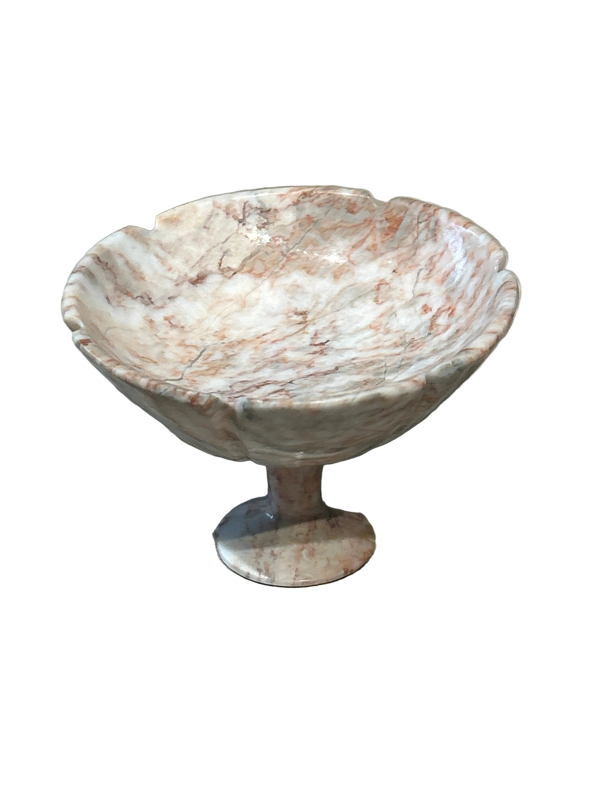 Vintage pink alabaster pedestal bowl