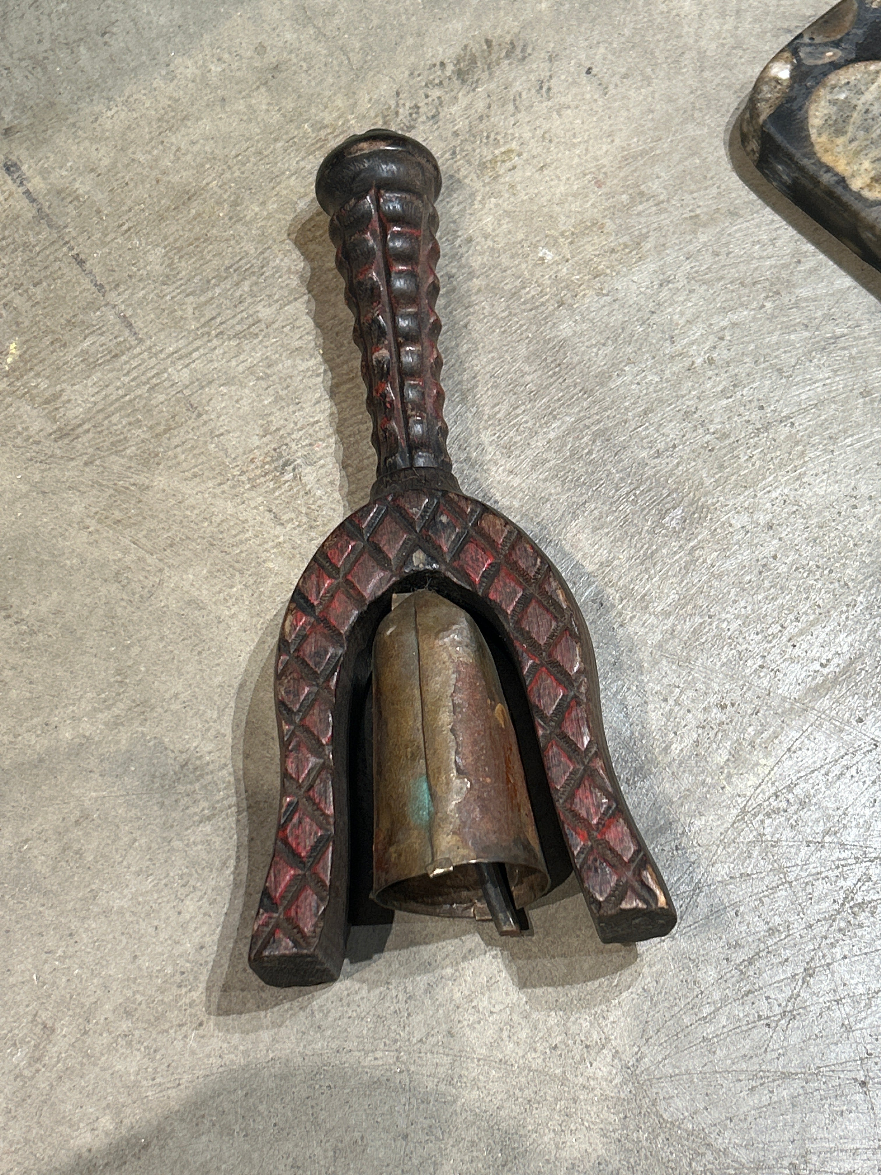 Vintage metal and wood dinner bell