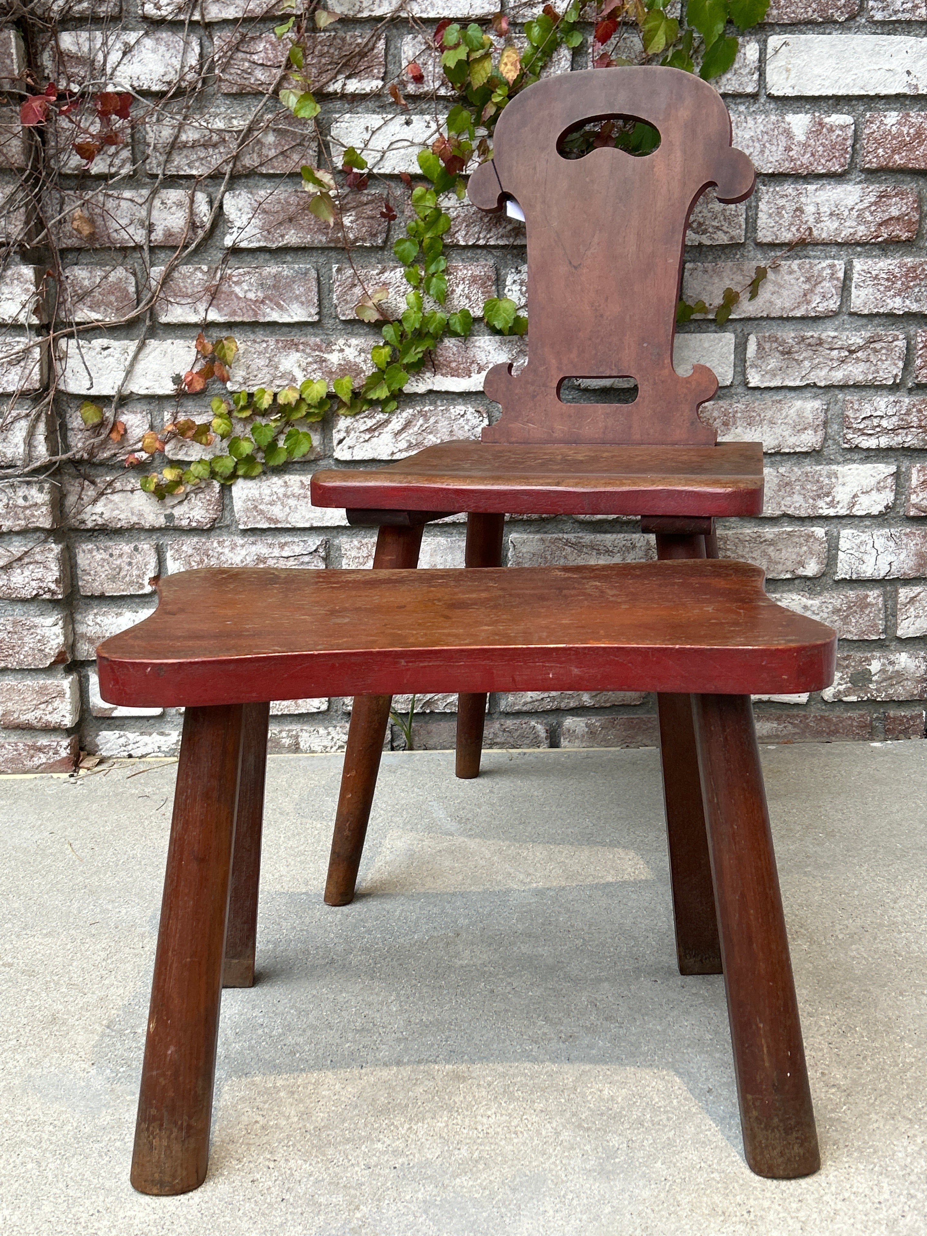 SET OF ONE CHAIR & ACCOMPANYING STOOL