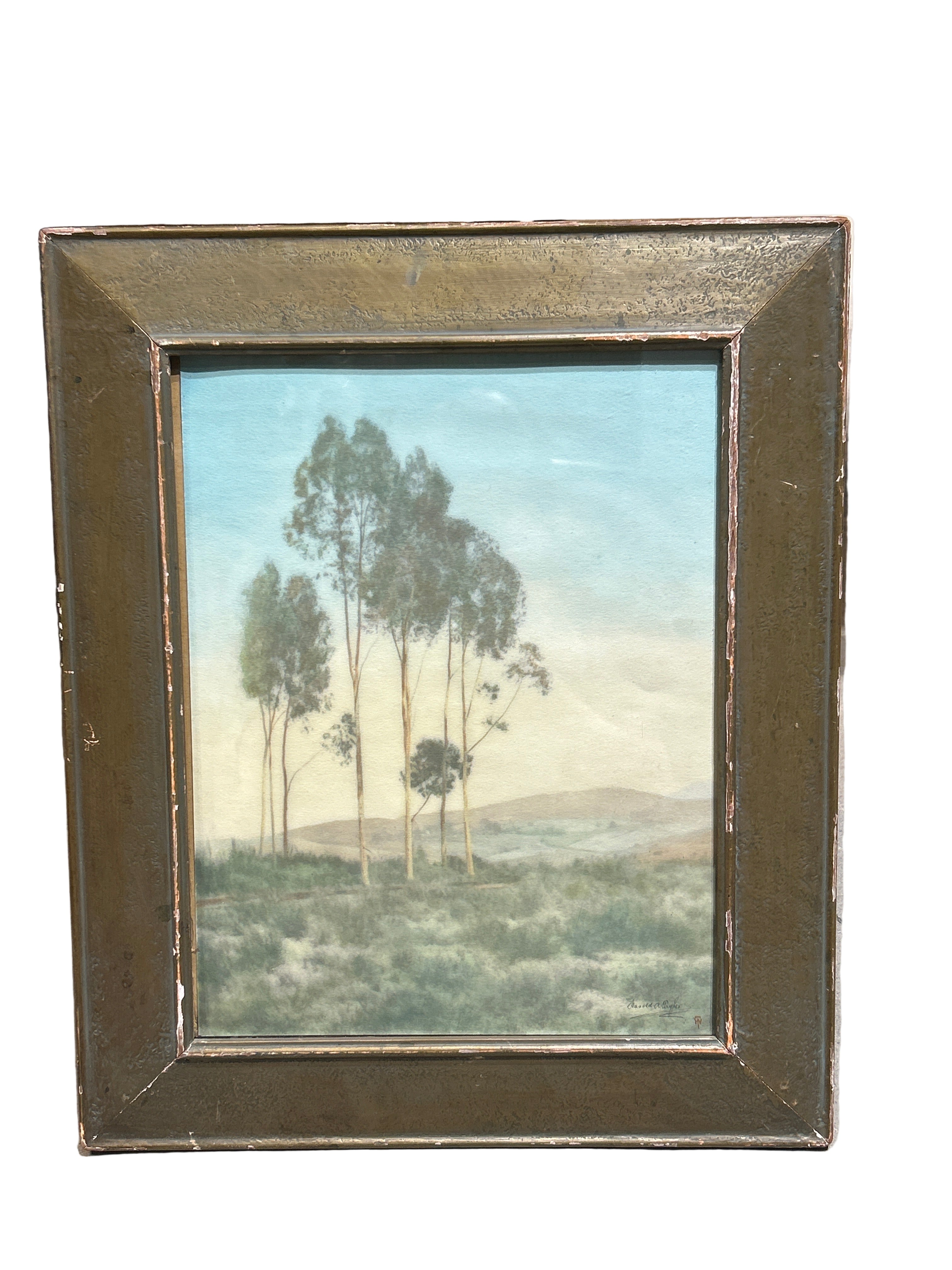 Vintage tree landscape print in gilt