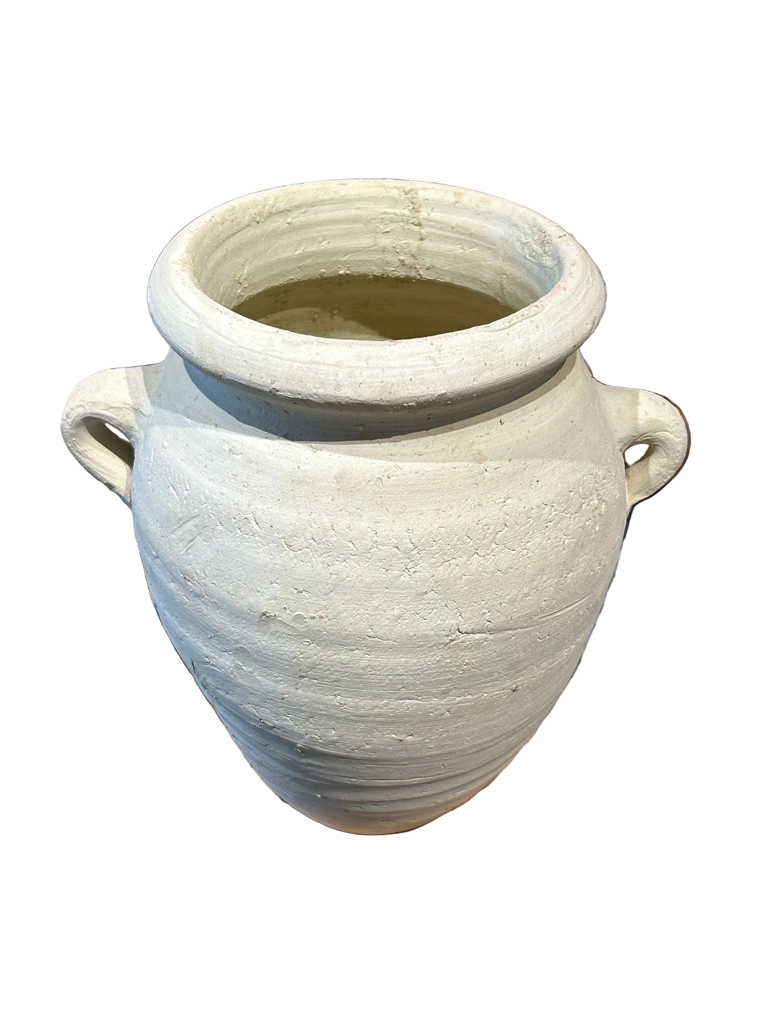 Vintage two handled rustic clay pot