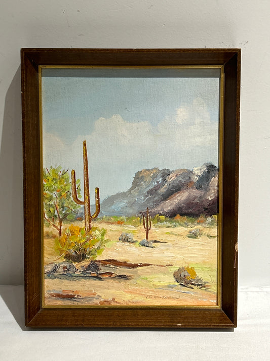 Vintage Arizona desert 1967 painting signed