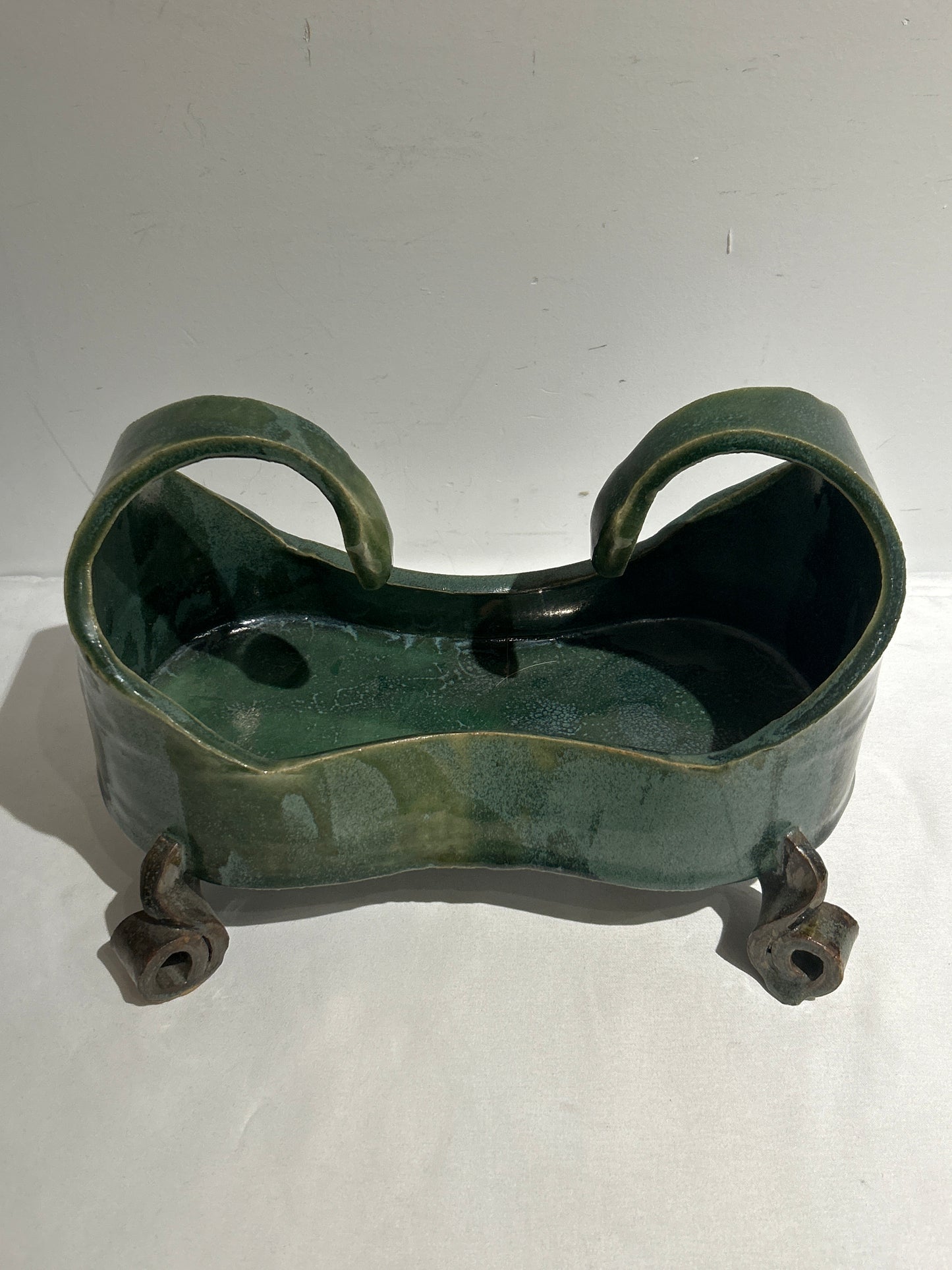 Vintage green footed vessel