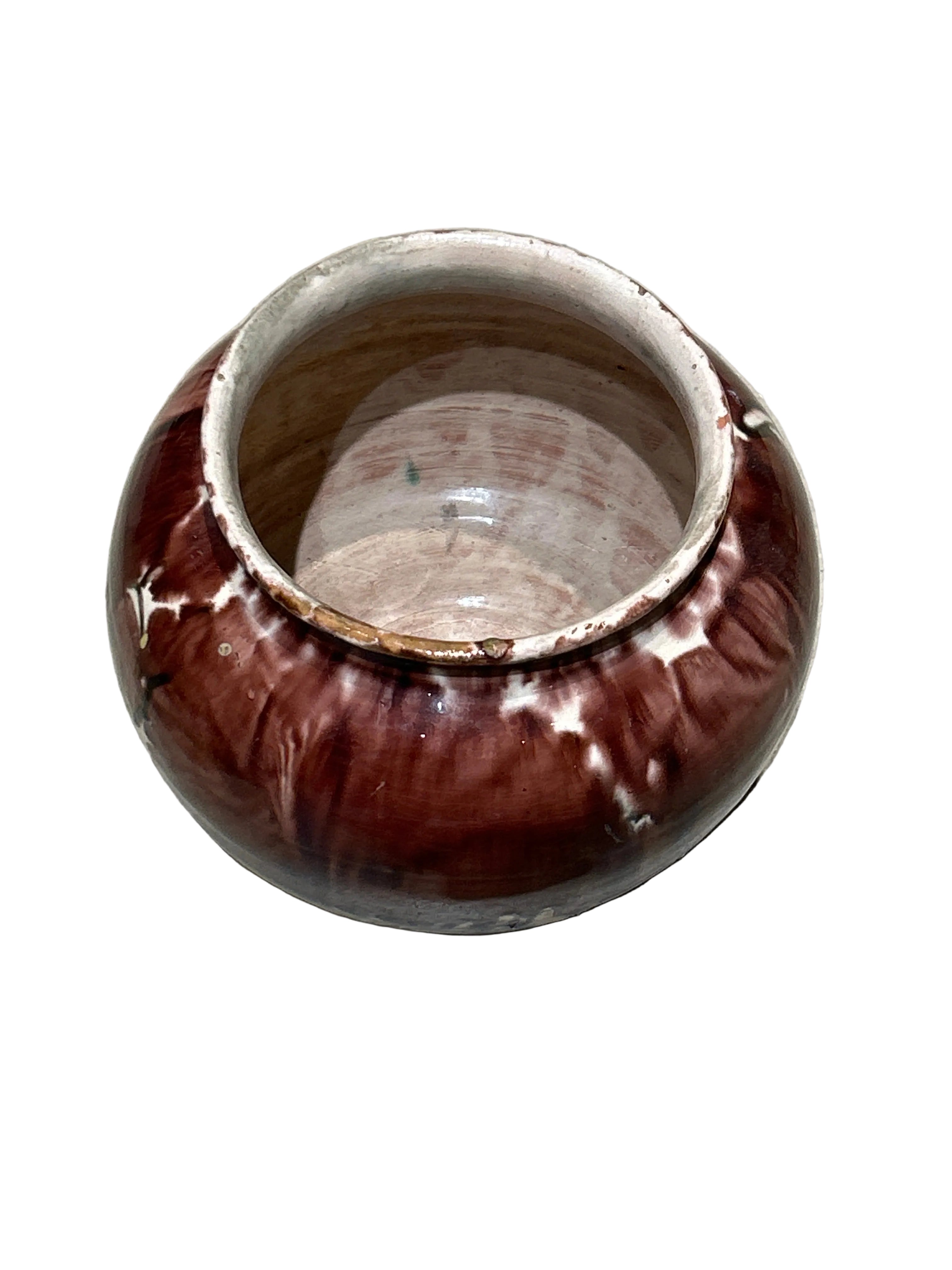 Vintage Ceramic Red Drip Glazed Planter