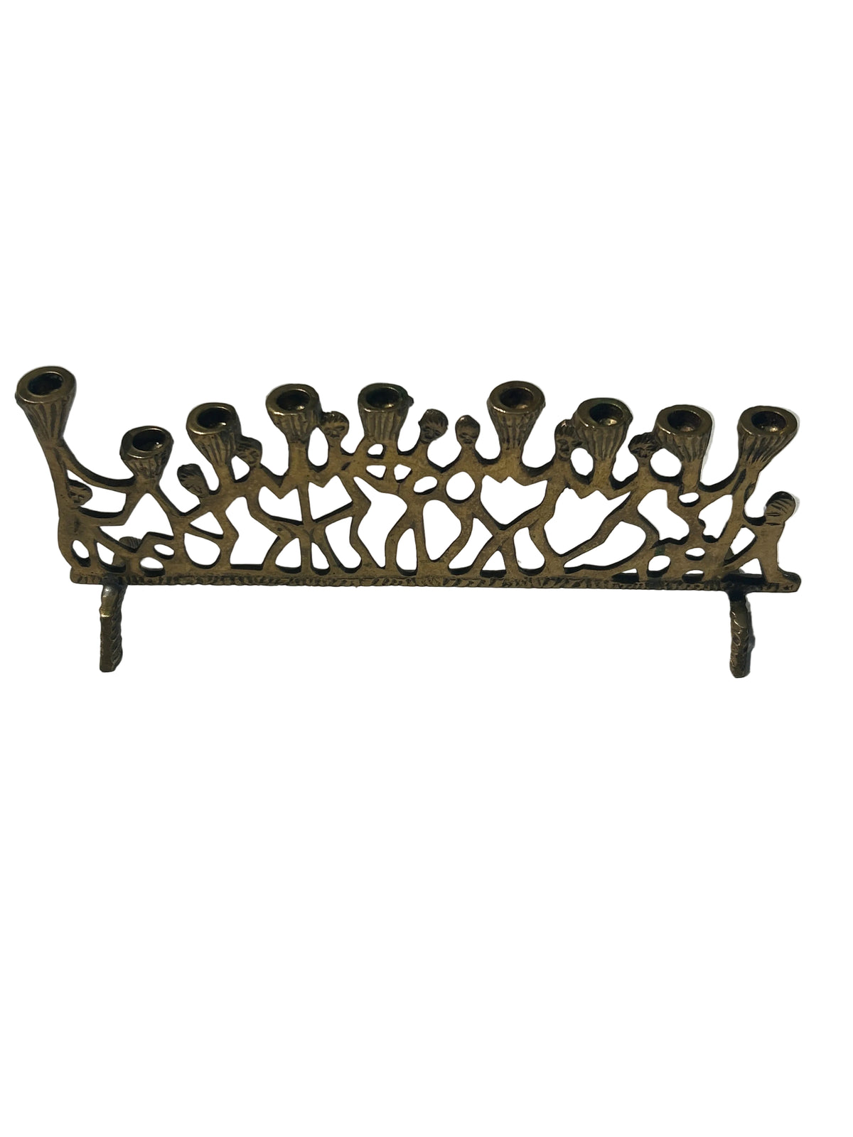 Vintage figural brass menorah