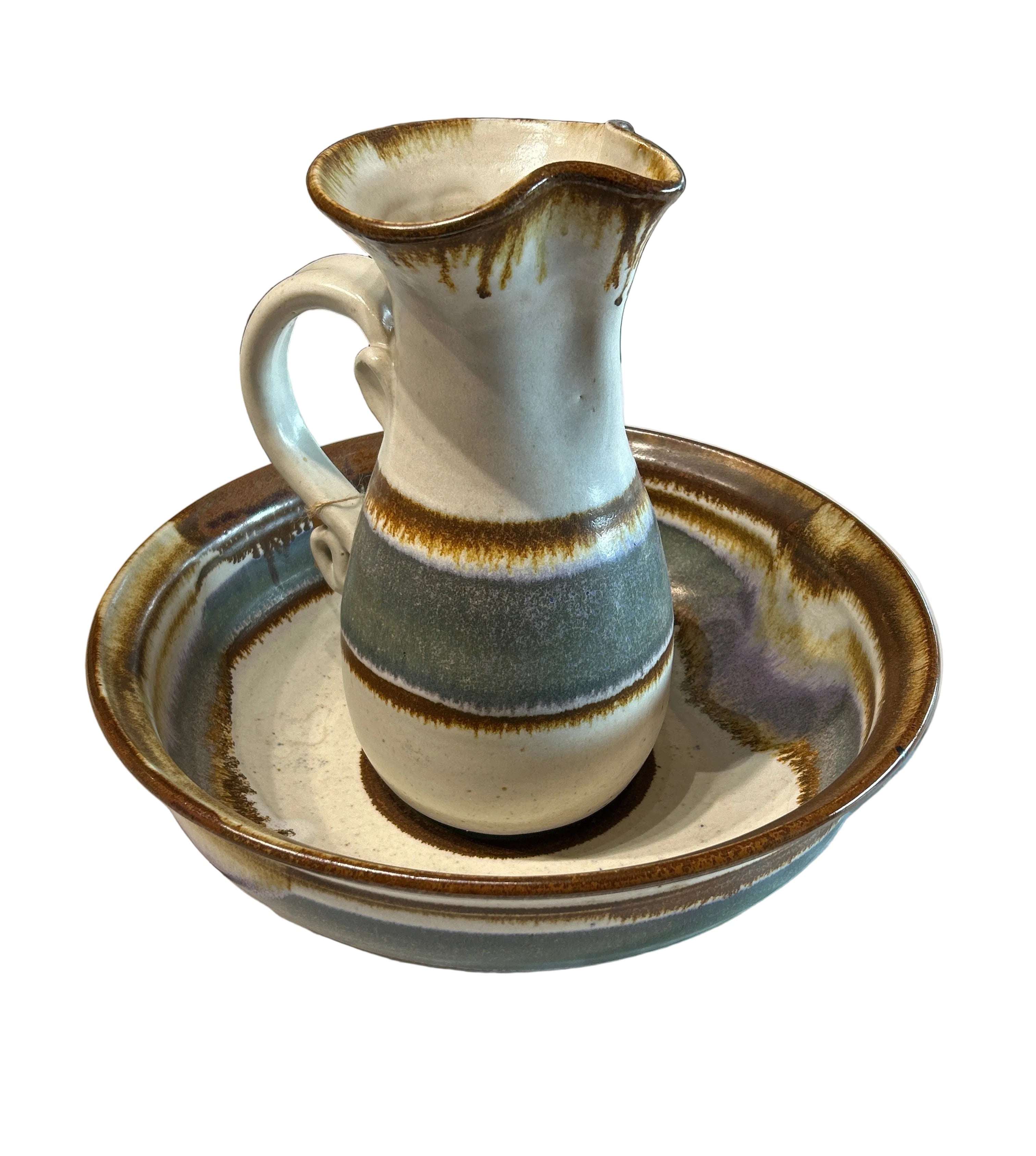 Vintage pottery Basin and Pitcher