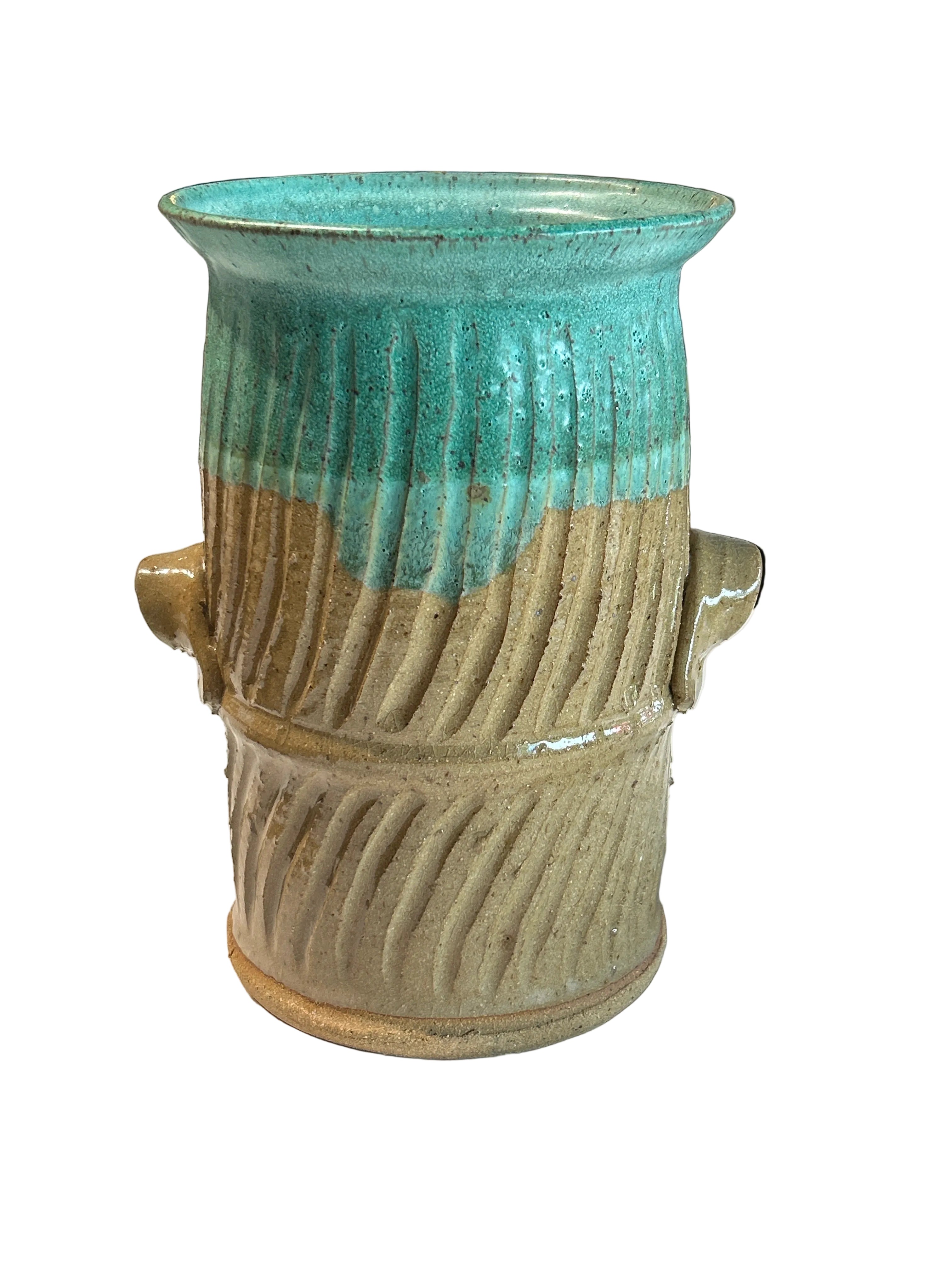 Vintage turquoise ceramic vase