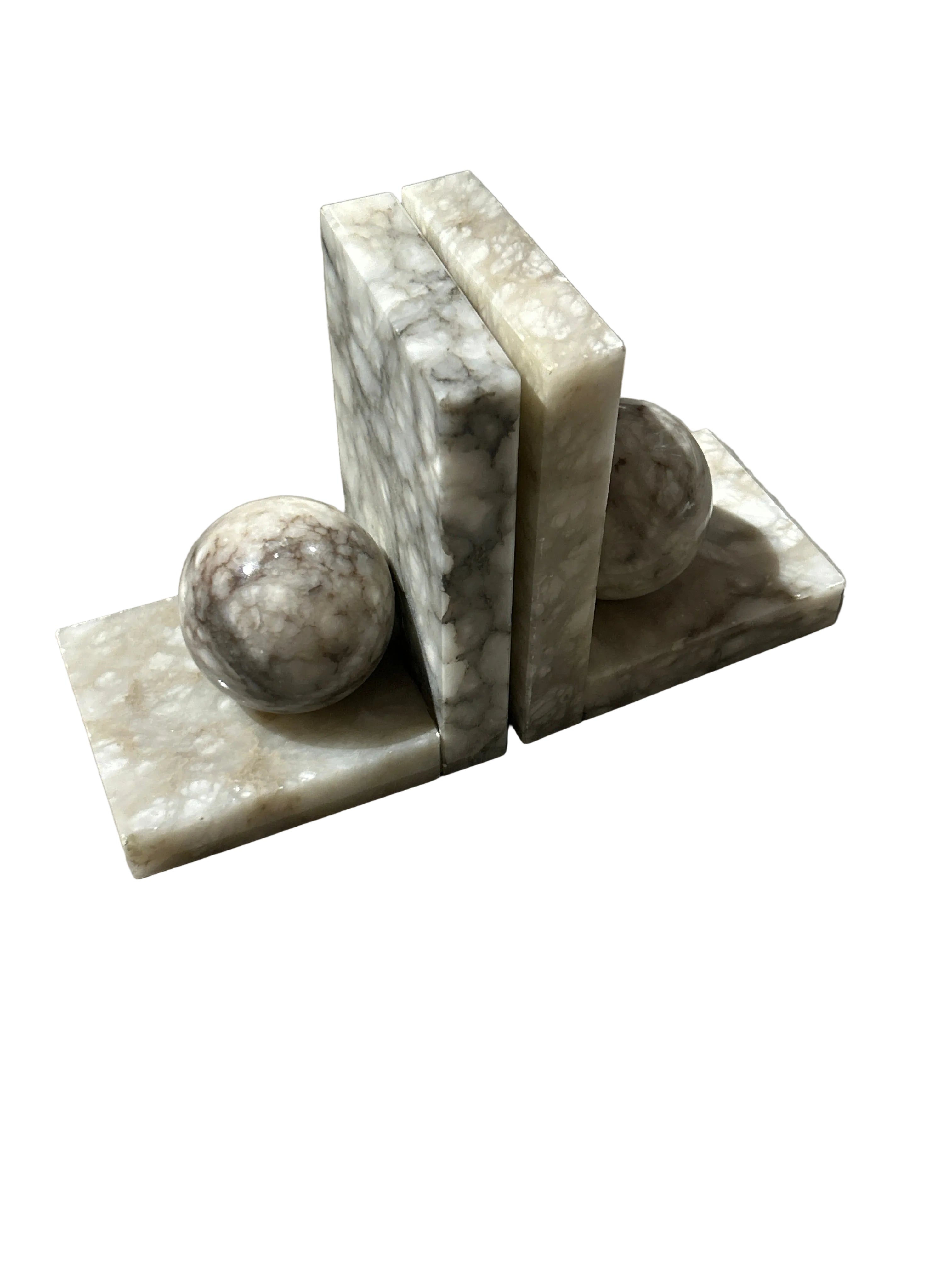 Vintage set of marble orb bookends