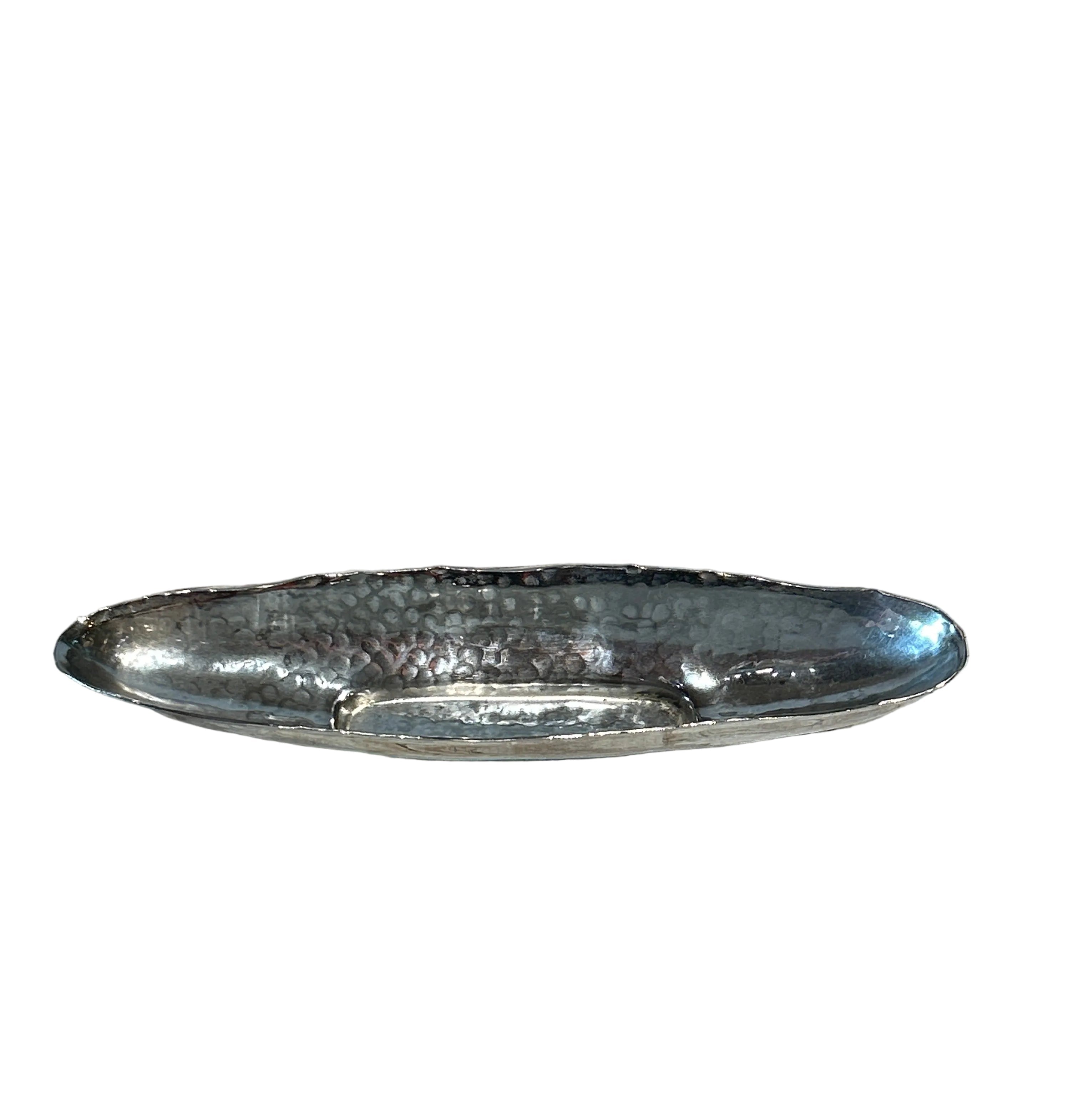 Vintage hammered silver toned centerpiece dish