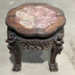 Vintage wood side table with marble top