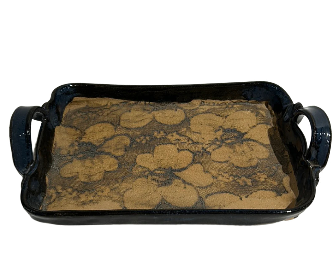 Ceramic tea set with serving tray