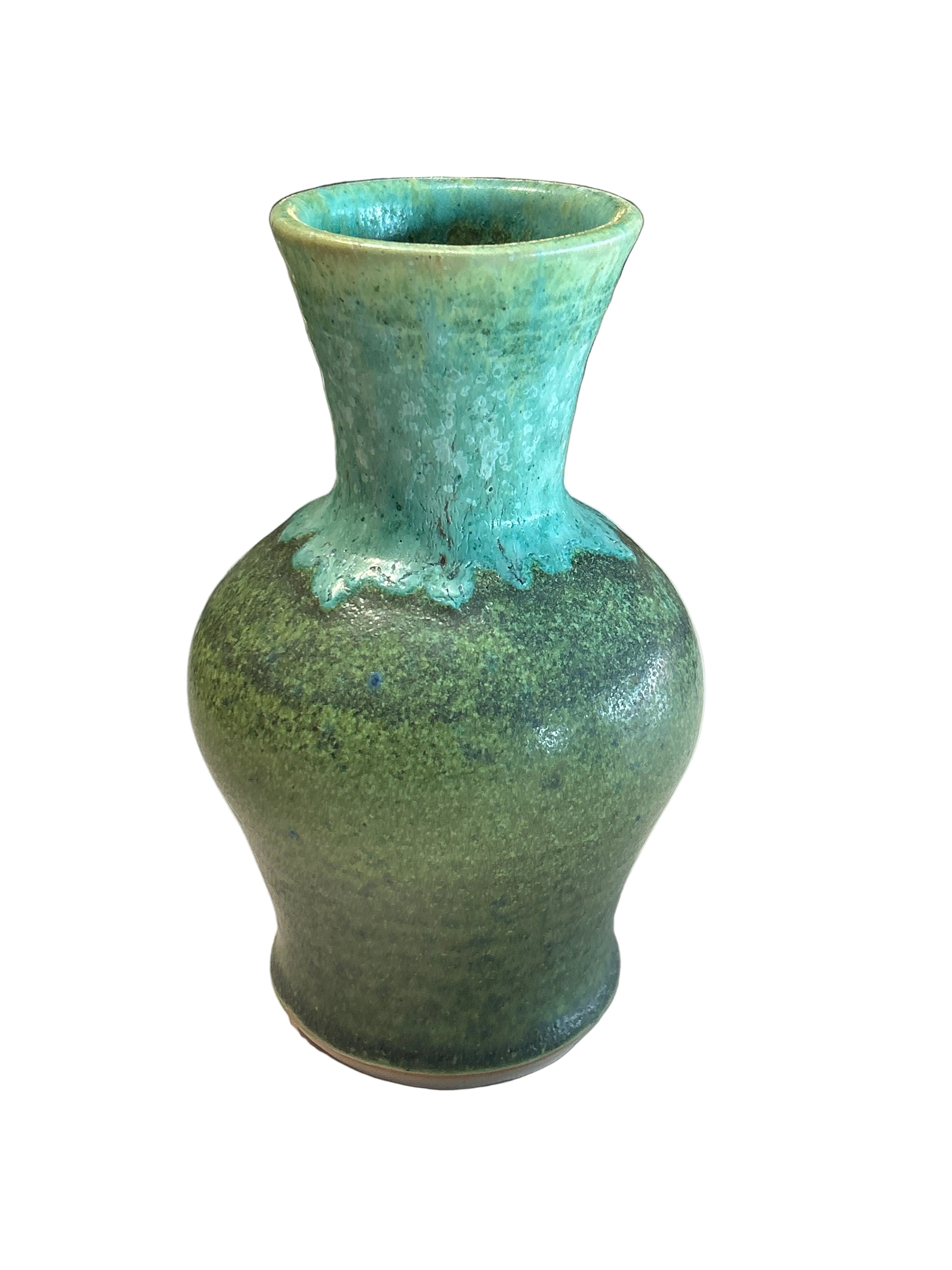 Vintage green ceramic glazed vase