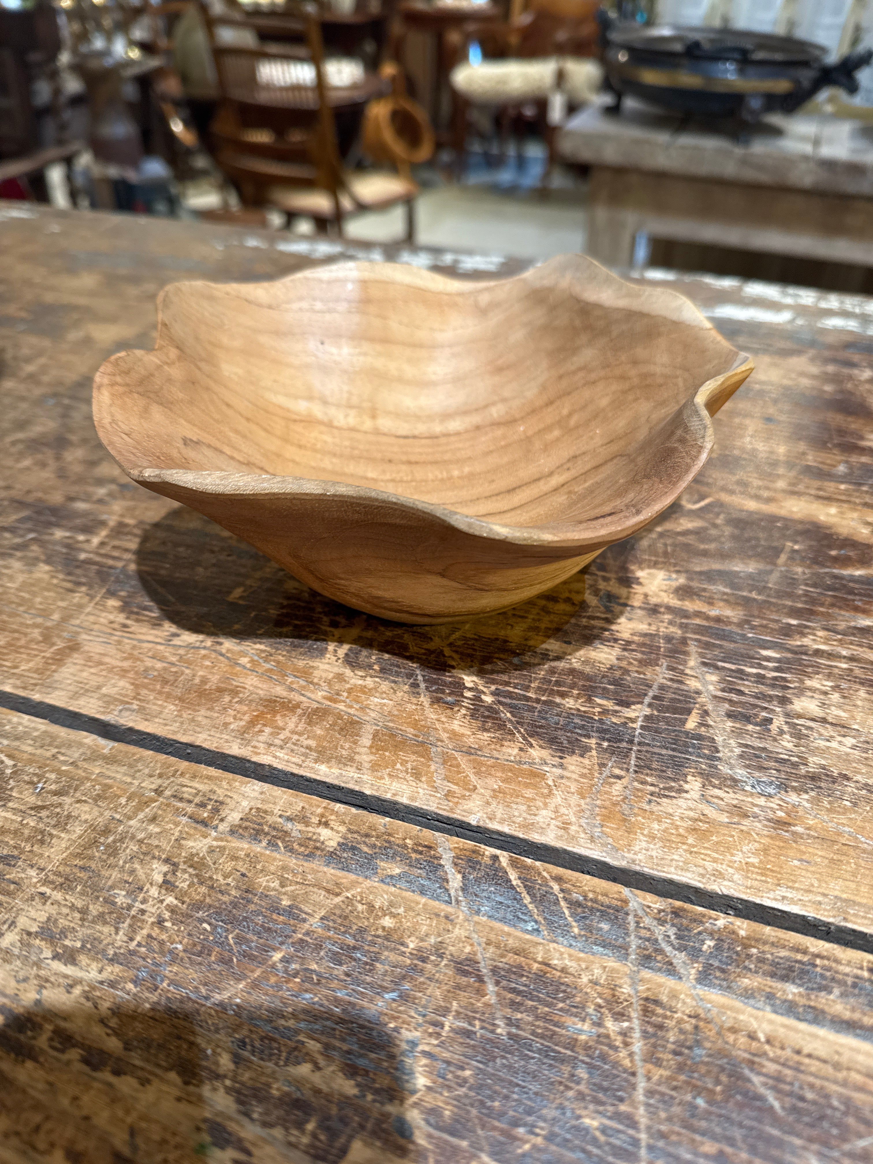 Ruffled Wooden Bowl