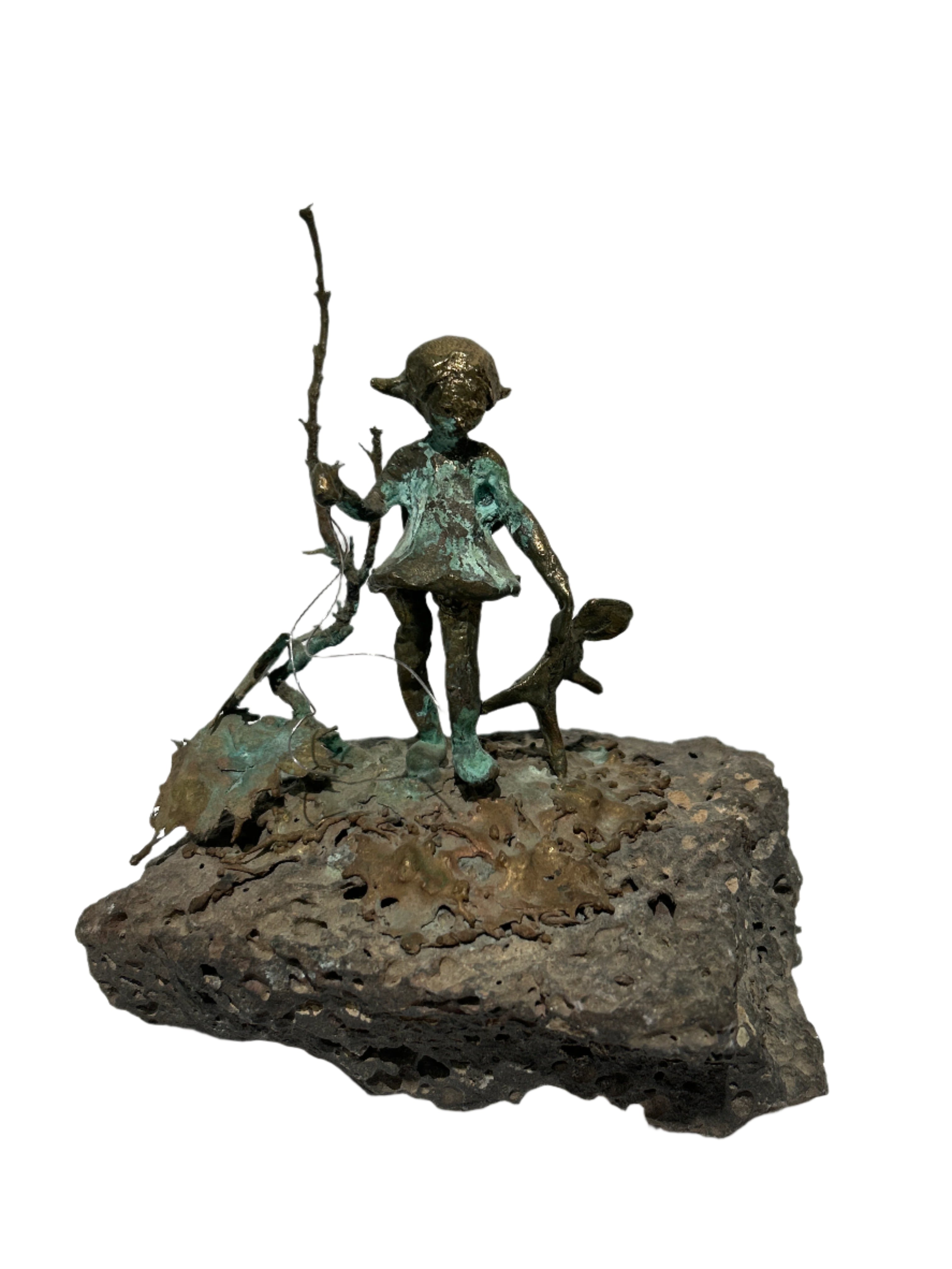 Vintage metal sculpture of girl