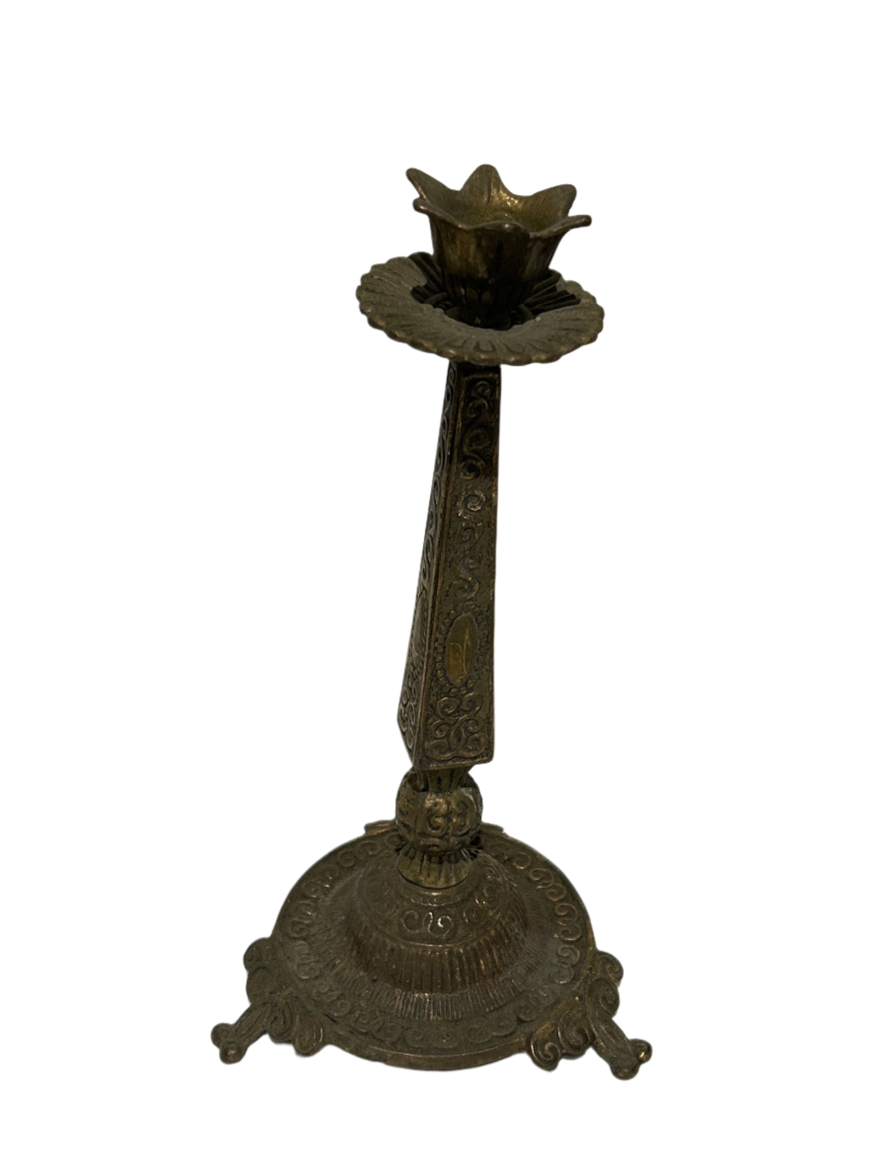 Vintage ornate brass candle holder